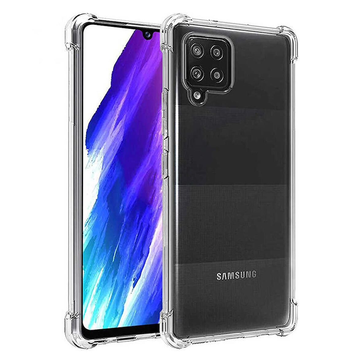 Smcase Samsung Galaxy A22 4G Kılıf Darbe Korumalı Nitro Silikon  Nano Ekran Koruyucu