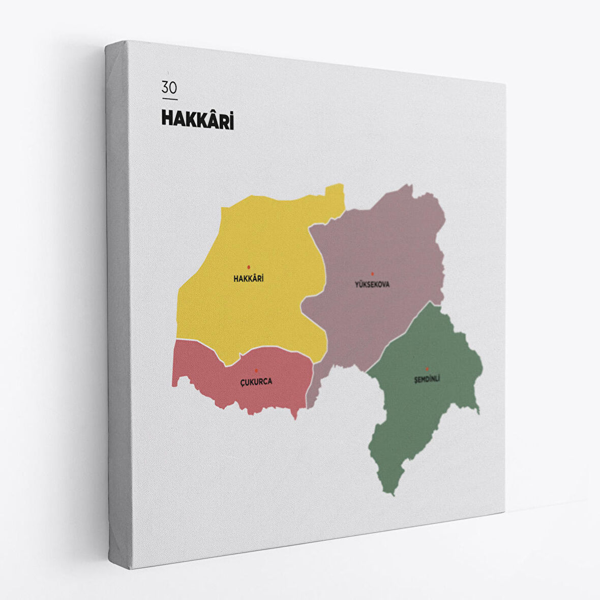 Harita Sepeti Hakkari İli ve İlçeler Haritası Dekoratif Kanvas Tablo 1352