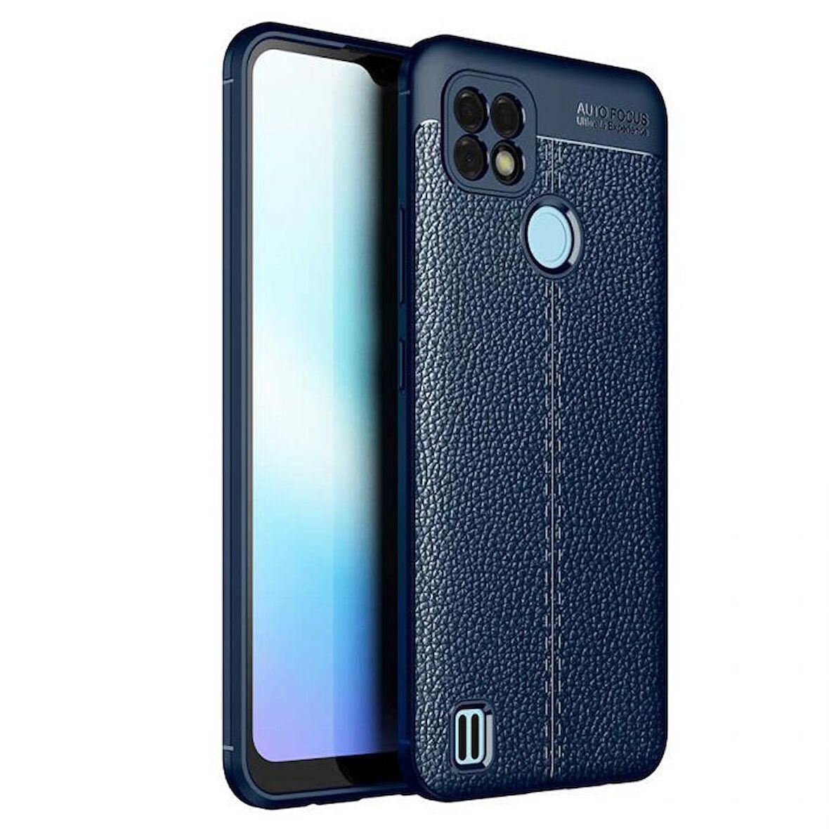 Smcase Realme C25s Kılıf Kamera Korumalı Deri Dokulu Silikon