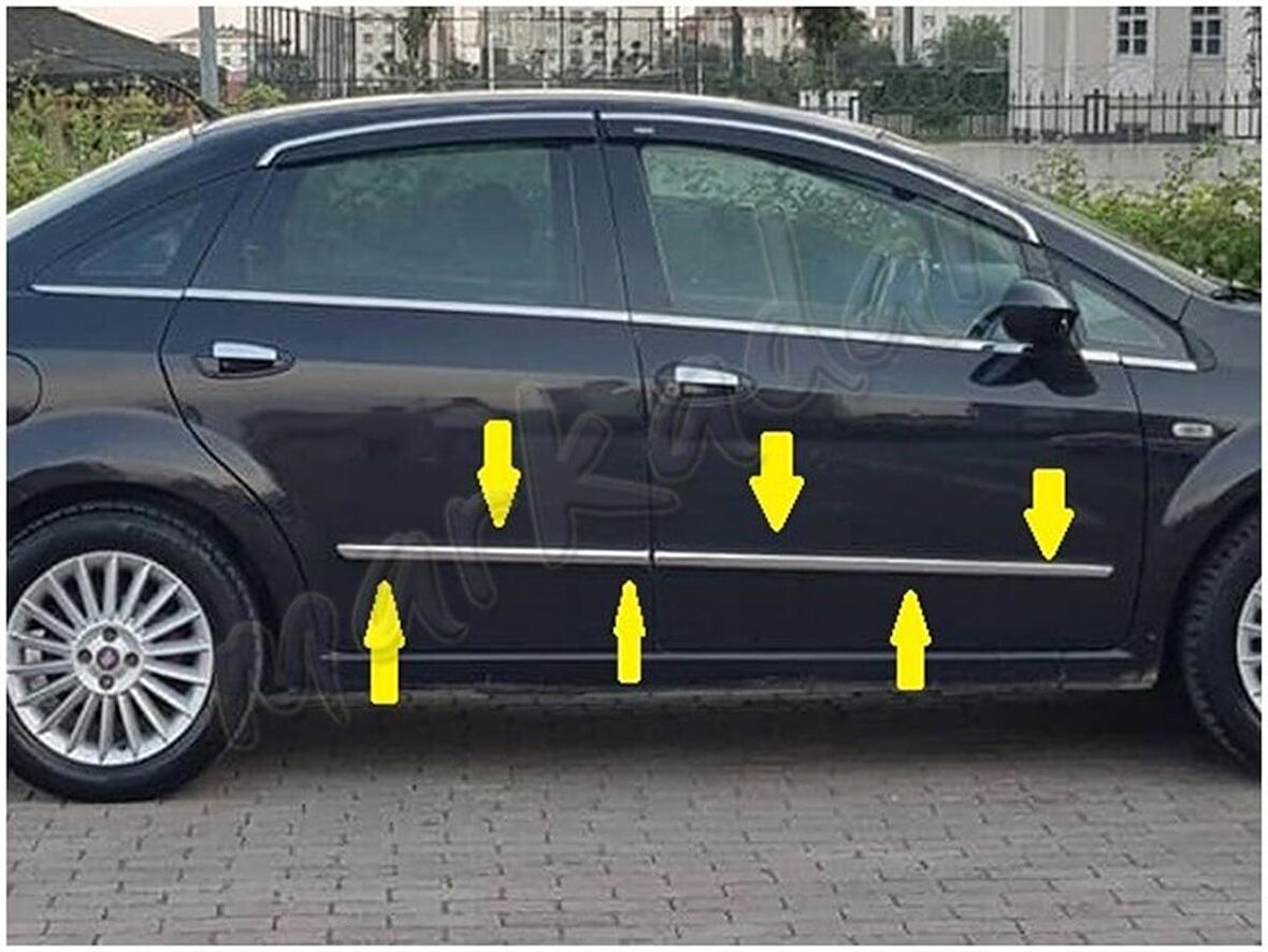 Markadan Fiat Linea Krom Yan Kapı Çıtası 2006-2018 4 Parça Paslanmaz Çelik