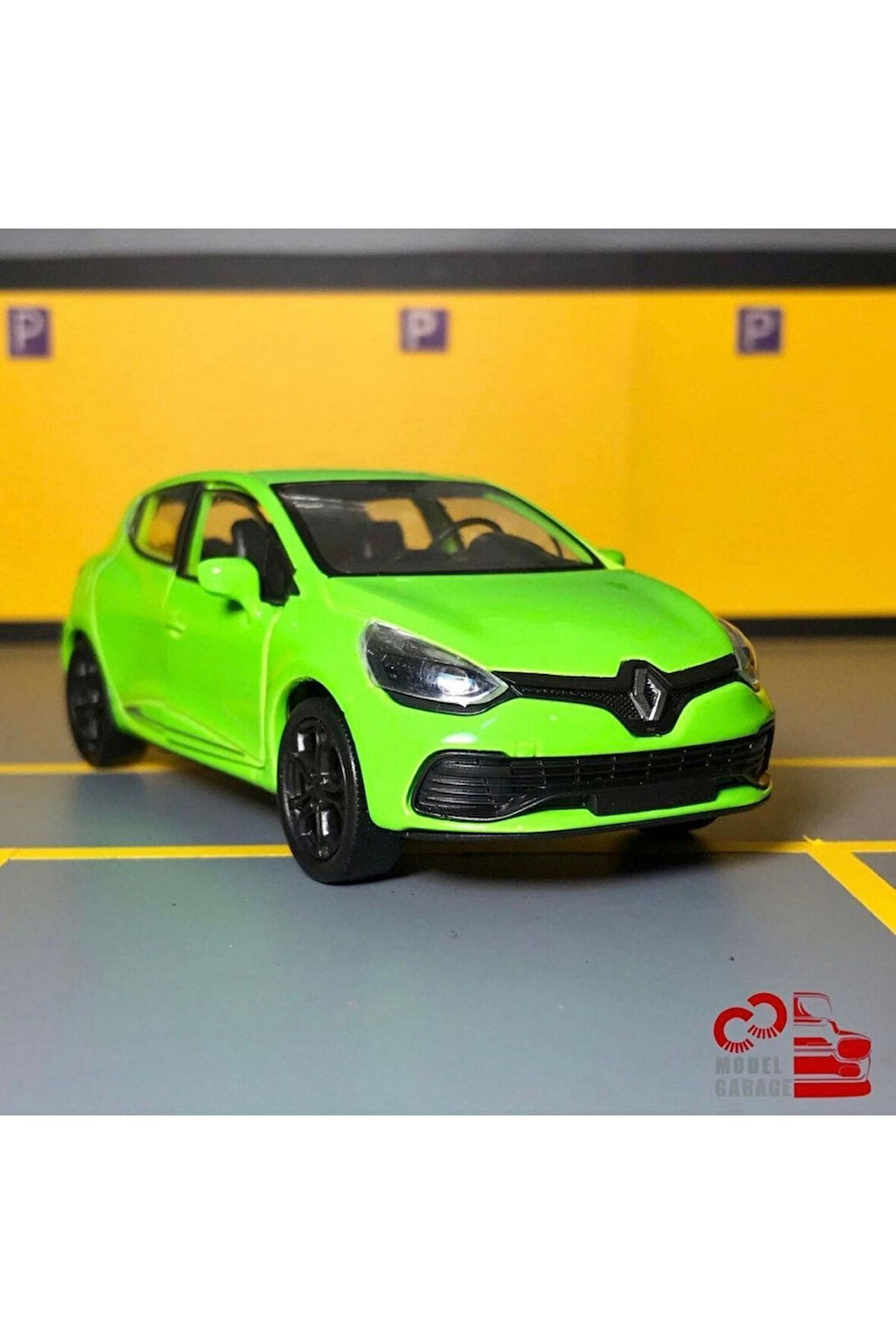 Renault Clio Rs 1/36 Ölçek Çek Bırak Diecast Yeşil Metal Model Araba Oyuncak