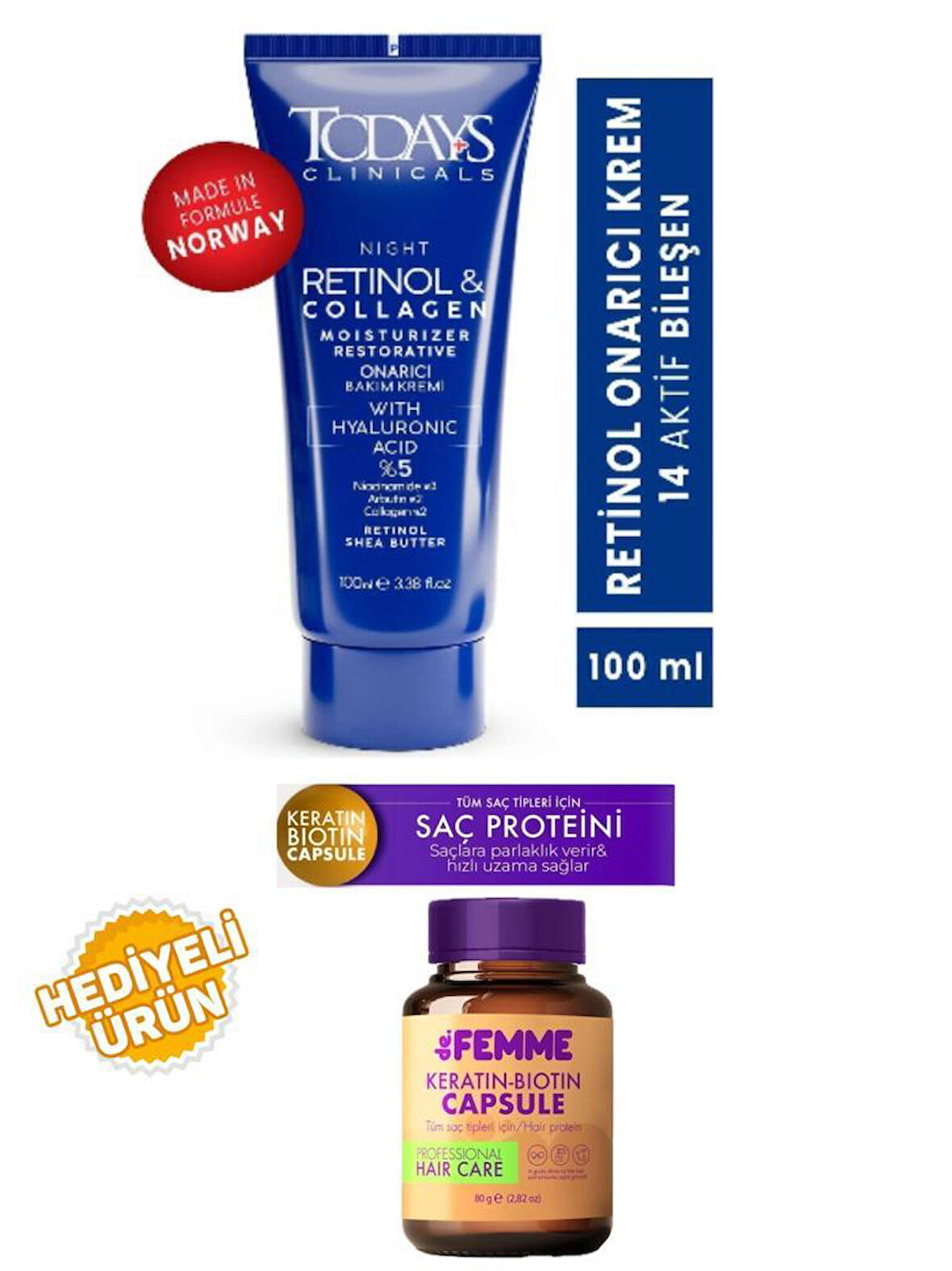 Todays Clinicals Onarıcı Krem 100ml+De femme Saç Proteini Hediyeli