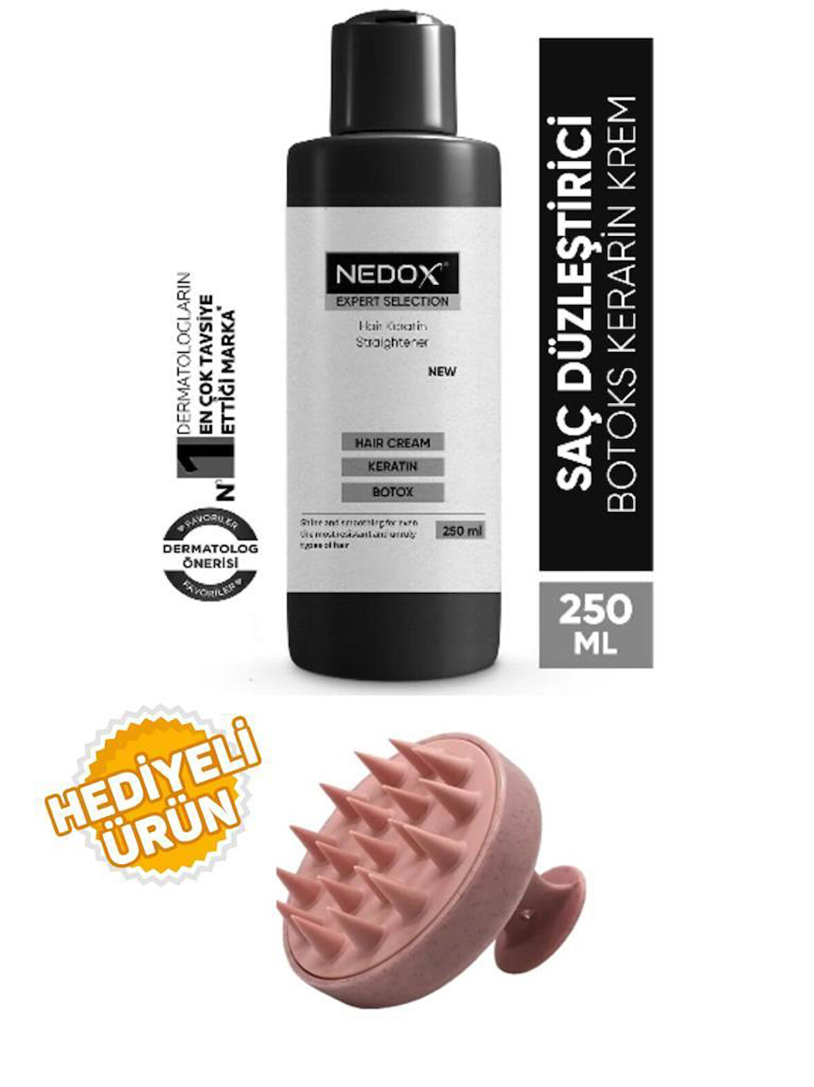 NEDOX Saç Düzleştirici,şekillendirici Keratin Botoks Krem 250 ml+Saç Masaj Tarağı