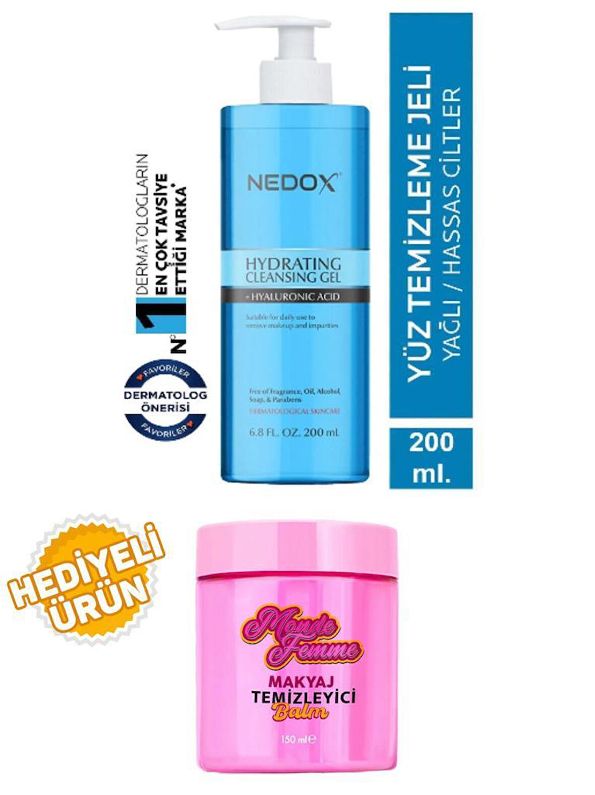 Nedox Yağlı Ve Akneye Eğilim Gösteren Ciltler Için Yüz Temizleme Jeli 200 ml+Monde Femme Makyaj Temizleyici Balm 150 Ml Hediyeli