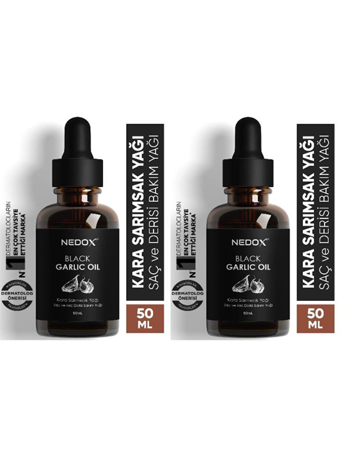 NEDOX 2 Adet Aşırı Yıpranmış Ve Dökülen Saçlara Özel Kara Sarımsak Yağı 50 Ml