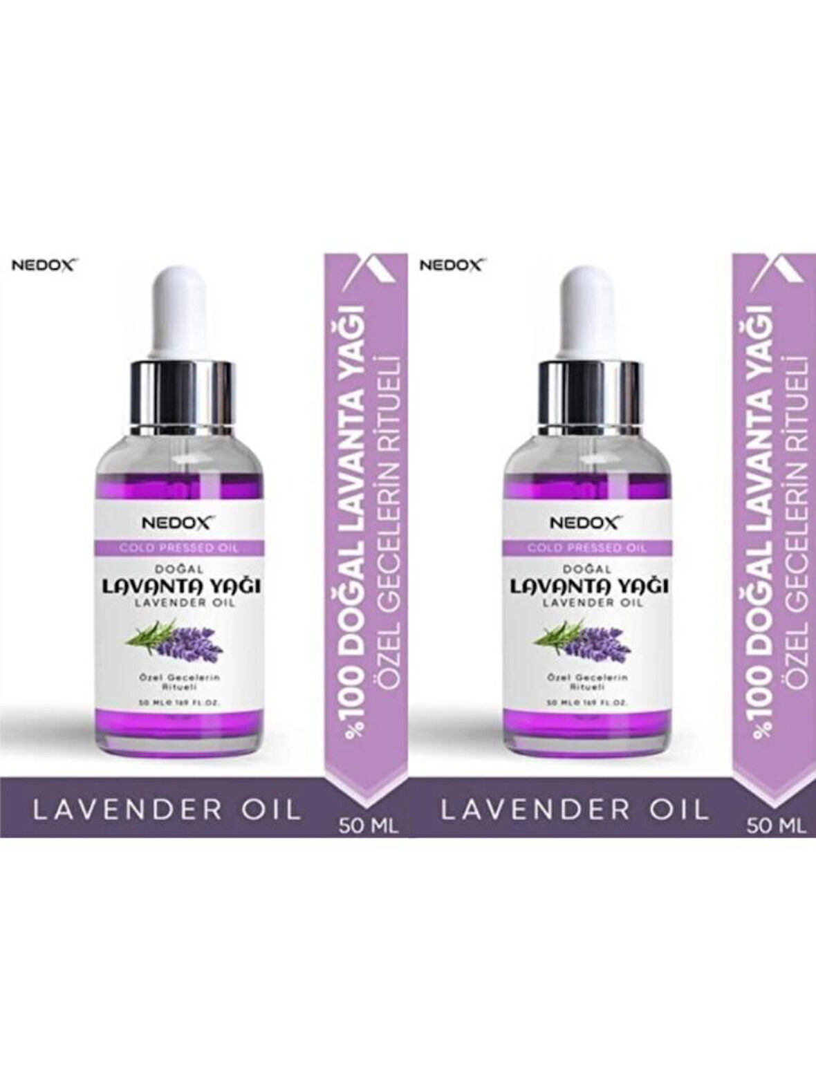 NEDOX 2 Adet Lavanta Yağı %100 Doğal Bitkisel Özel Gecelerin Ritueli Lavender Oil 50 Ml