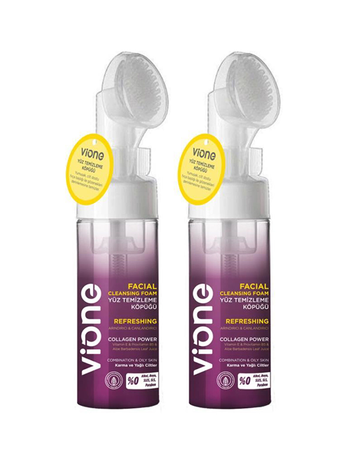 vione 2 Adet Yüz Temizleme Köpüğü 150ml Arındırıcı Canlandırıcı Özel Fırçalı
