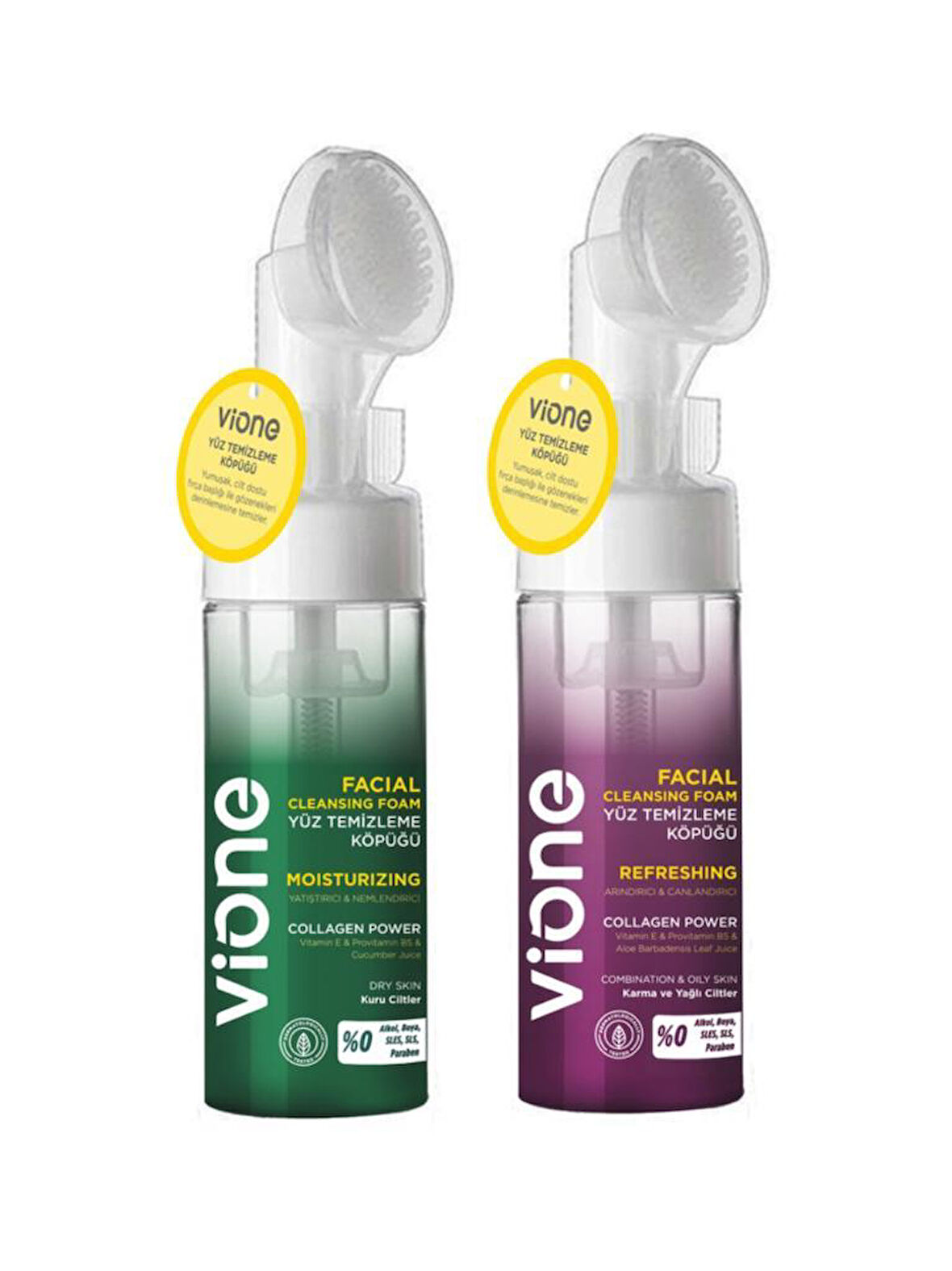 vione 2 Li Set-1 Yüz Temizleme Köpüğü 150ml Özel Fırçalı