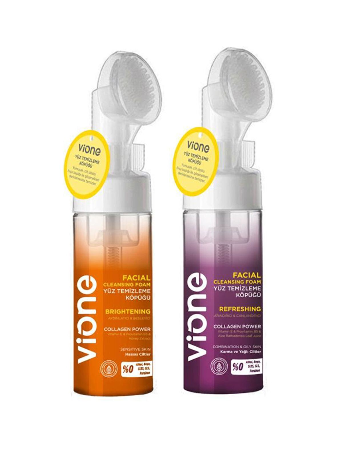 vione 2 Li Set-2 Yüz Temizleme Köpüğü 150ml Özel Fırçalı