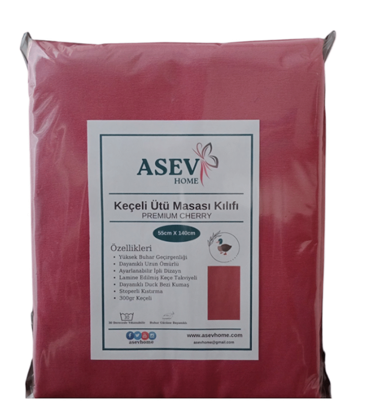 Ütü Masası Kılıfı Büyük Boy Ipli Stoperli Keçeli Örtüsü Bezi 55x140cm Premium CHEERY
