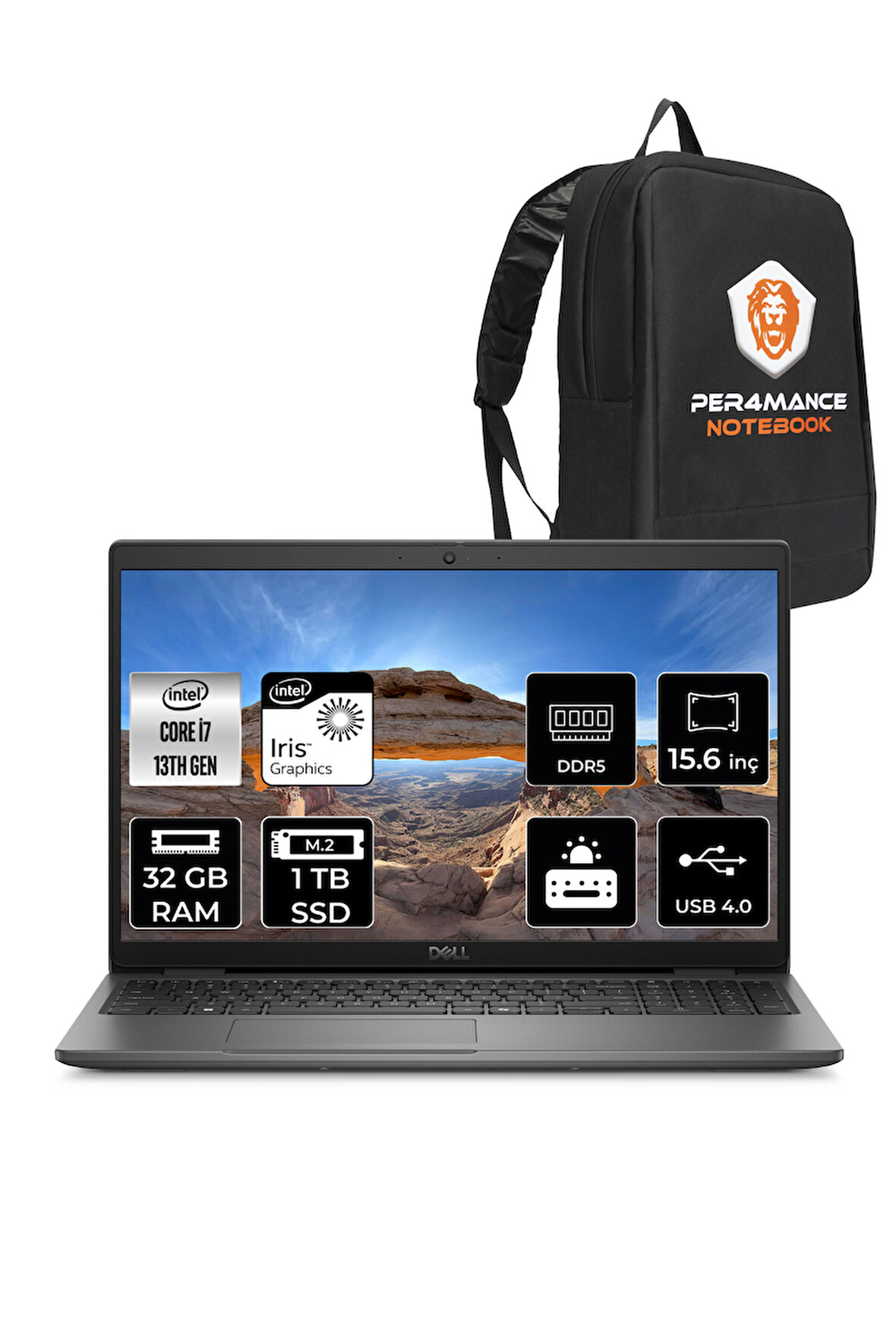 DELL Latitude 3550 i7 1355U 32GB 1TB SSD 15.6'' FHD FDOS Dizüstü Bilgisayar & PER4 ÇANTA