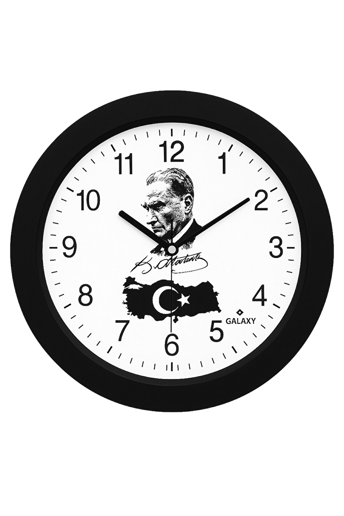 Kabartma Atatürk ve Bayraklı Baskılı Sessiz Duvar Saati
