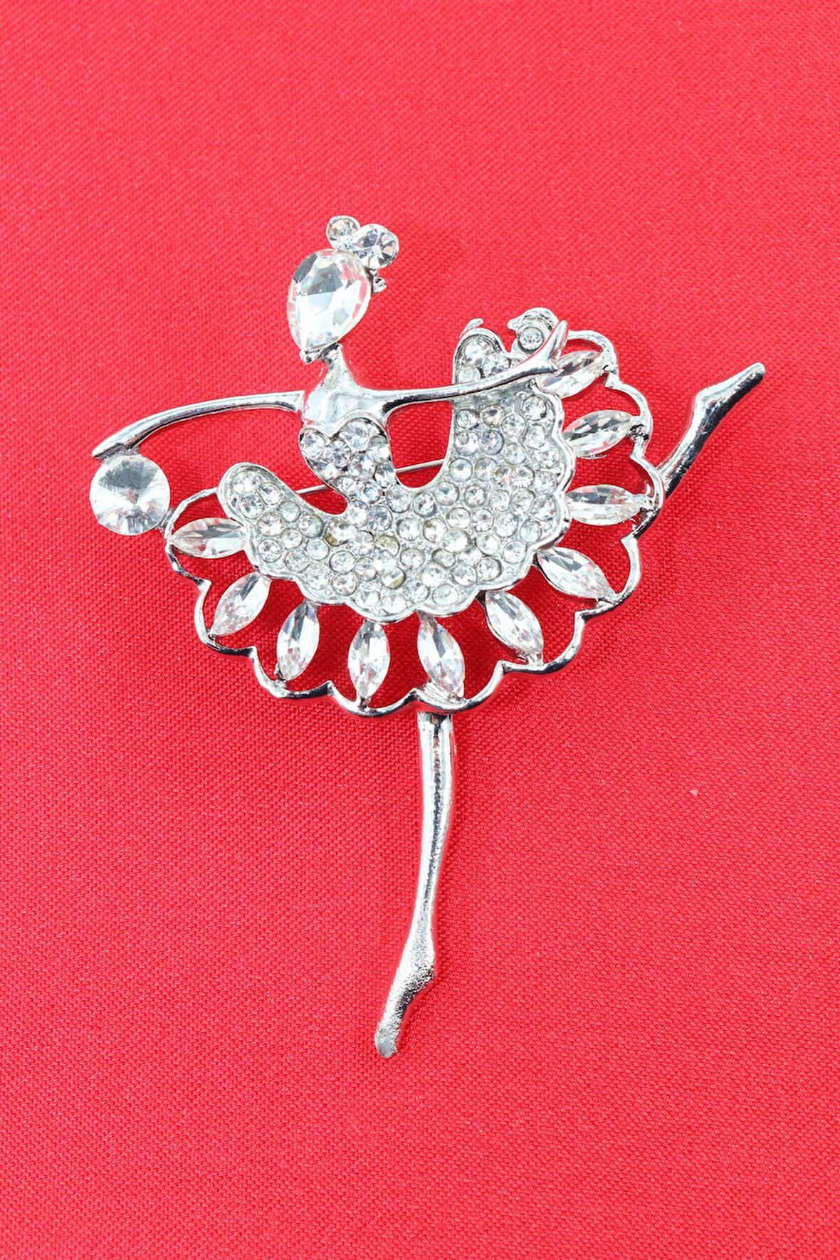 Gümüş Renk Balerin Broş. Kadın Yaka Iğnesi Broş. Balerin Elmas Taşlı Broş. Kadın Broş. Gümüş Broş