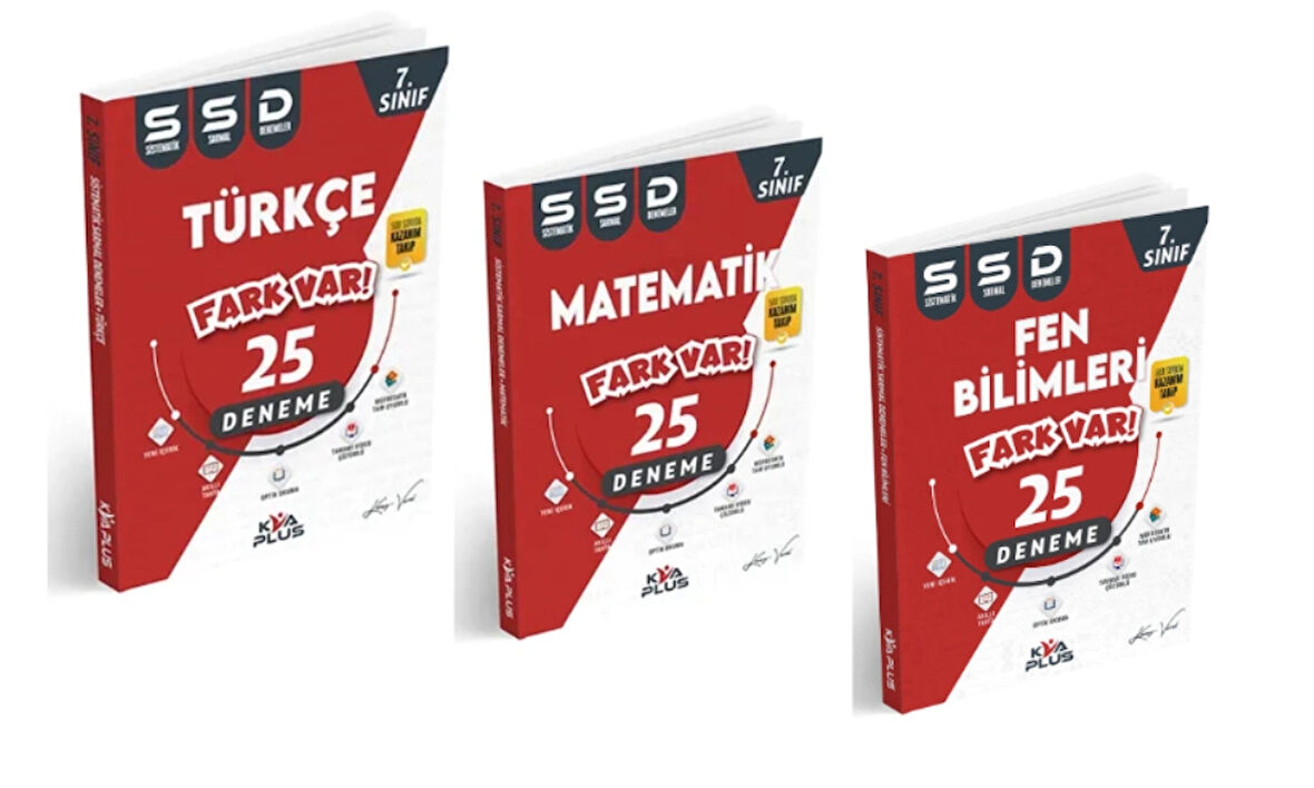 KORAY VAROL YAYINLARI 7.SINIF TÜRKÇE - MATEMATİK - FEN BİLİMLERİ 25'Lİ DENEME