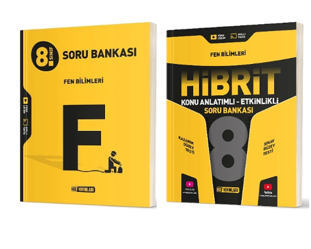HIZ YAYINLARI 8. Sınıf Fen Bilimleri Soru Bankası + Hibrit Soru Bankası (Konu Anlatımlı - Etkinlikli)