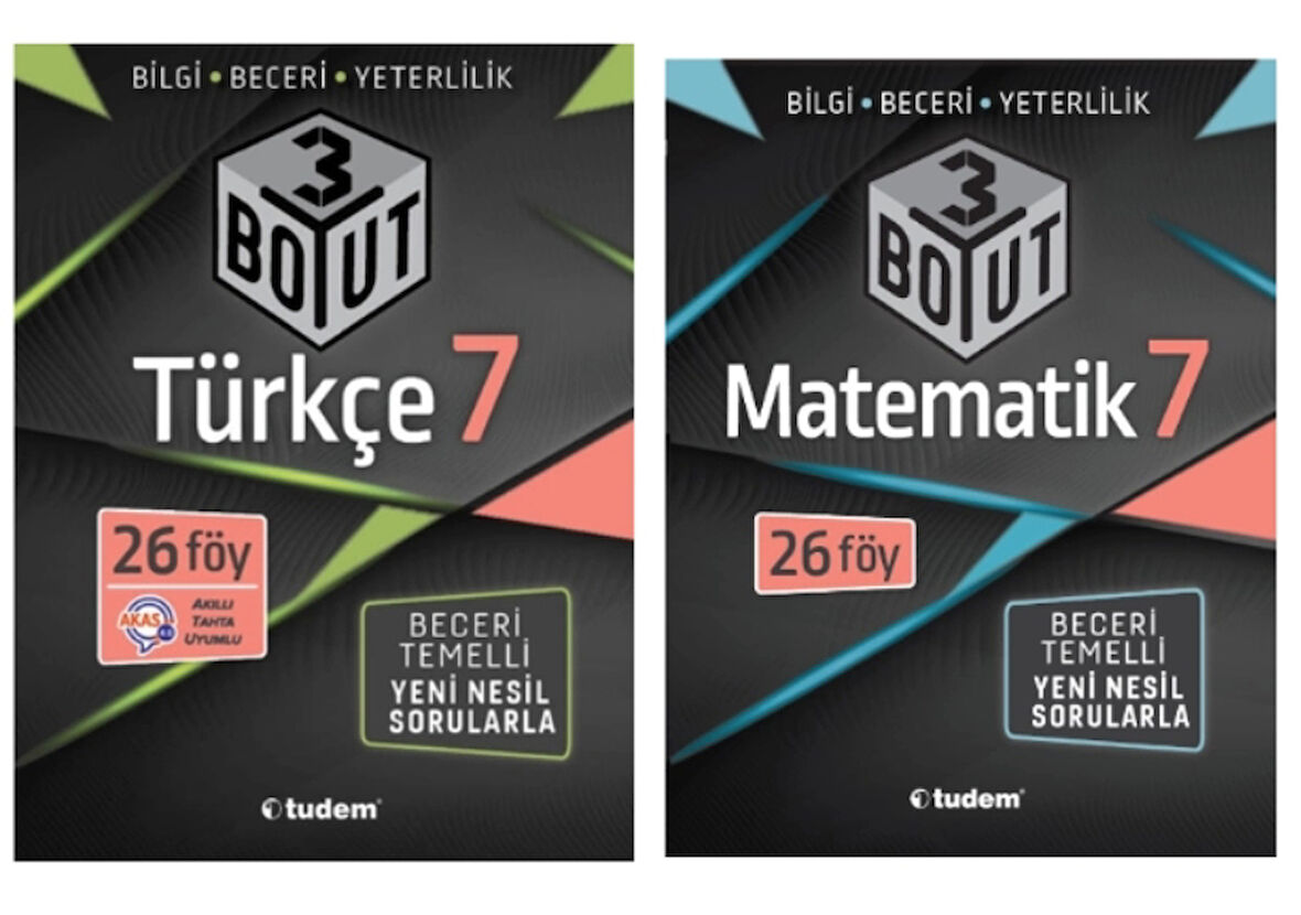 TUDEM YAYINLARI 7.SINIF 3 BOYUT TÜRKÇE - MATEMATİK  BECERİ TEMELLİ SORU BANKASI