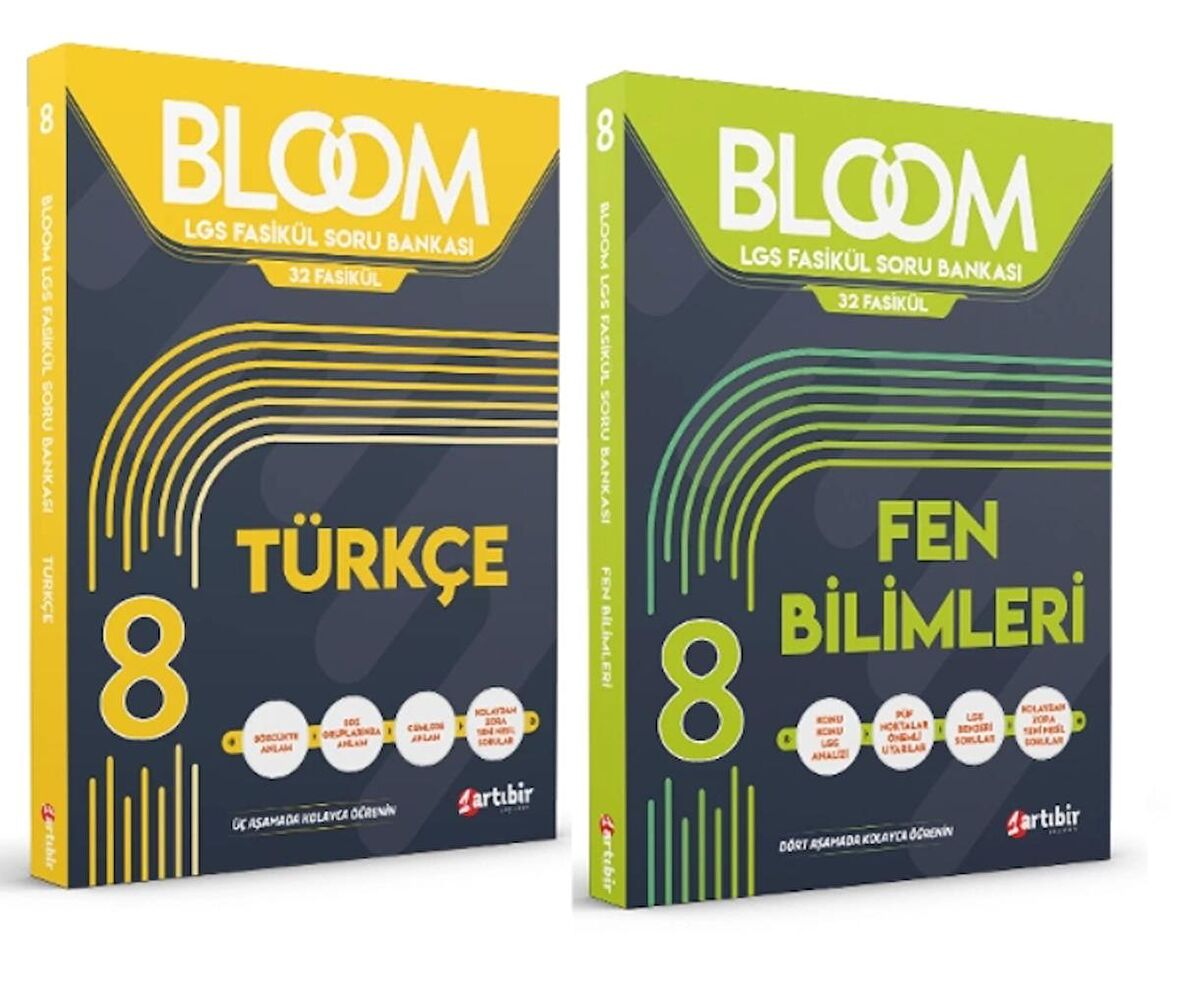 ARTIBİR YAYINLARI 8. Sınıf Bloom Türkçe + Fen Bilimleri Fasikül Soru Bankası (2 Kitap)