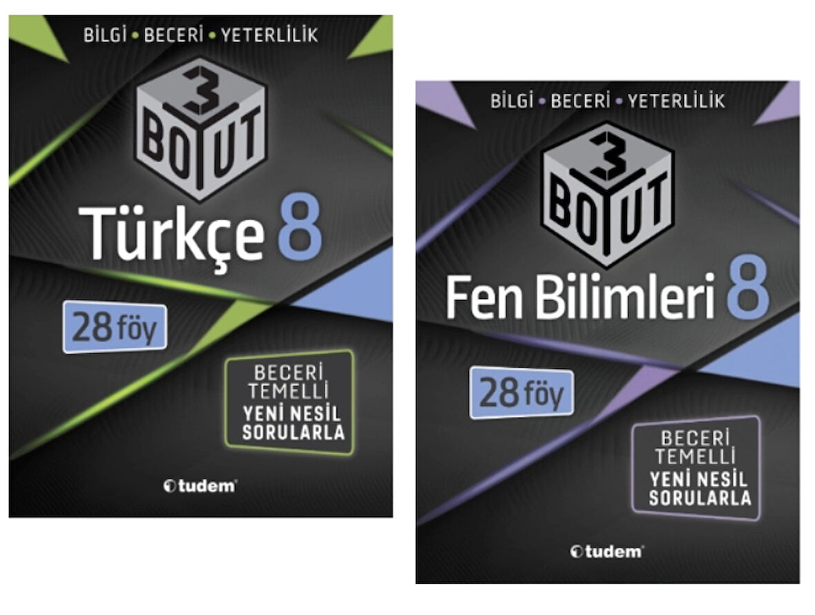TUDEM YAYINLARI 8.SINIF LGS 3 BOYUT TÜRKÇE -  FEN BİLİMLERİ BECERİ TEMELLİ SORU BANKASI