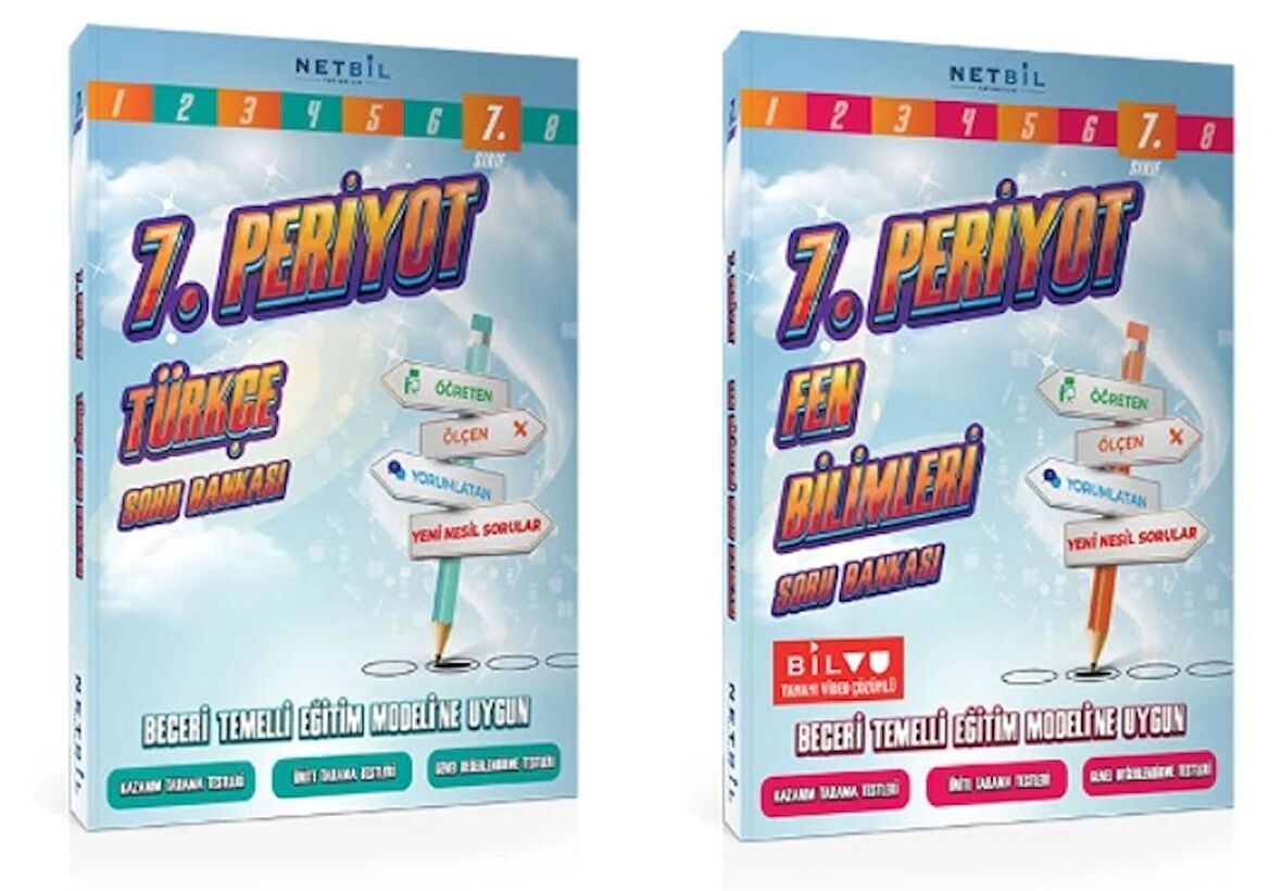 Netbil Yayınları 7. Periyot Türkçe ve Fen bilimleri Soru Bankası (2 Kitap)