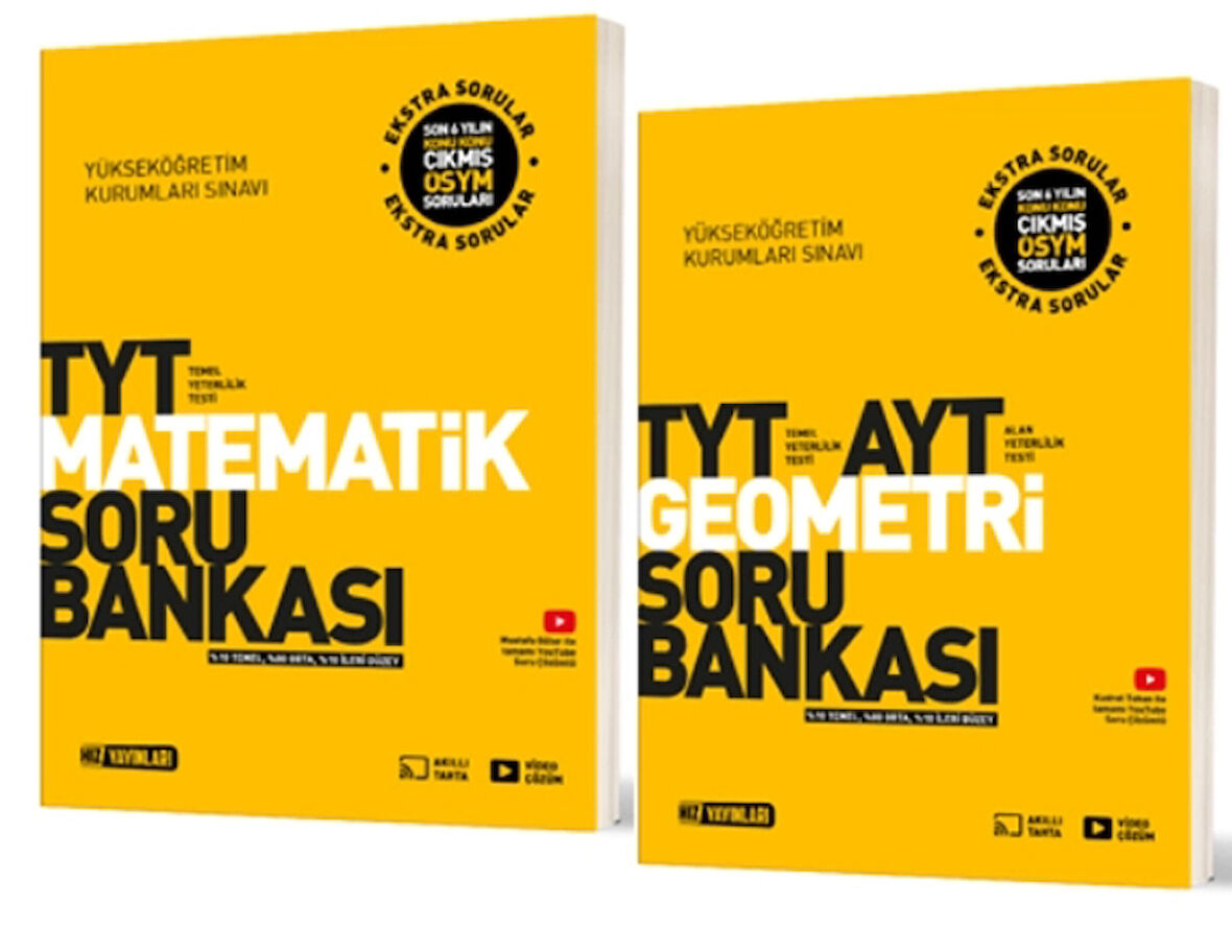 HIZ YAYINLARI TYT MATEMATİK + TYT - AYT GEOMETRİ SORU BANKASI