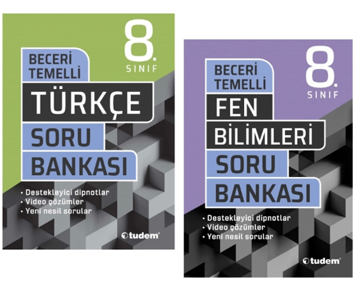 TUDEM YAYINLARI 8.SINIF LGS BECERİ TEMELLİ TÜRKÇE - FEN BİLİMLERİ - SORU BANKASI
