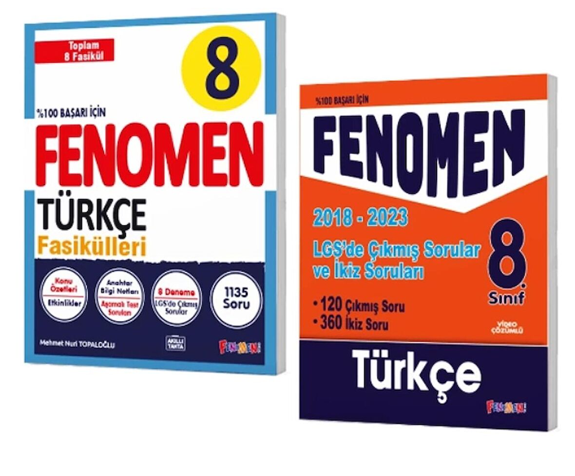 FENOMEN YAYINCILIK 8. Sınıf Türkçe Fasikül Seti (1-2-3-4-5-6-7-8. Sayılar)+8 LGS Çıkmış Sorular Ve İkiz Soruları Seti (6 Kitap) (2018-2023)