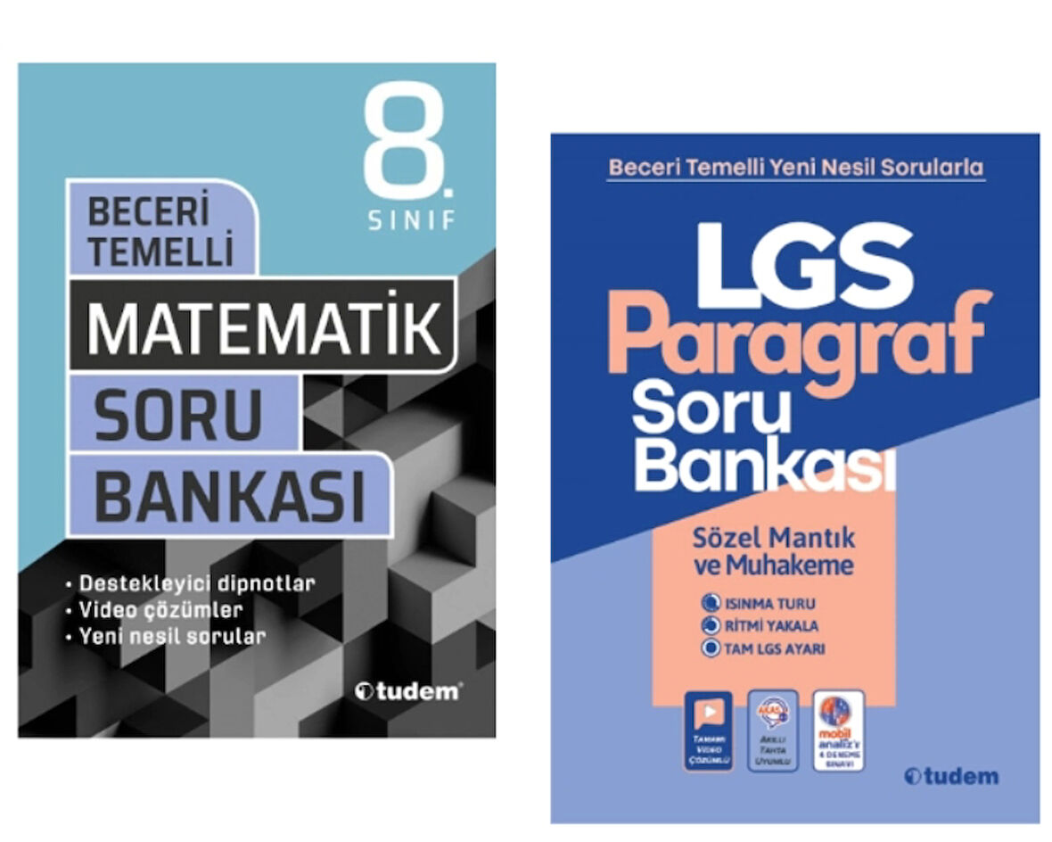 TUDEM YAYINLARI 8.SINIF LGS BECERİ TEMELLİ  MATEMATİK - PARAGRAF SORU BANKASI