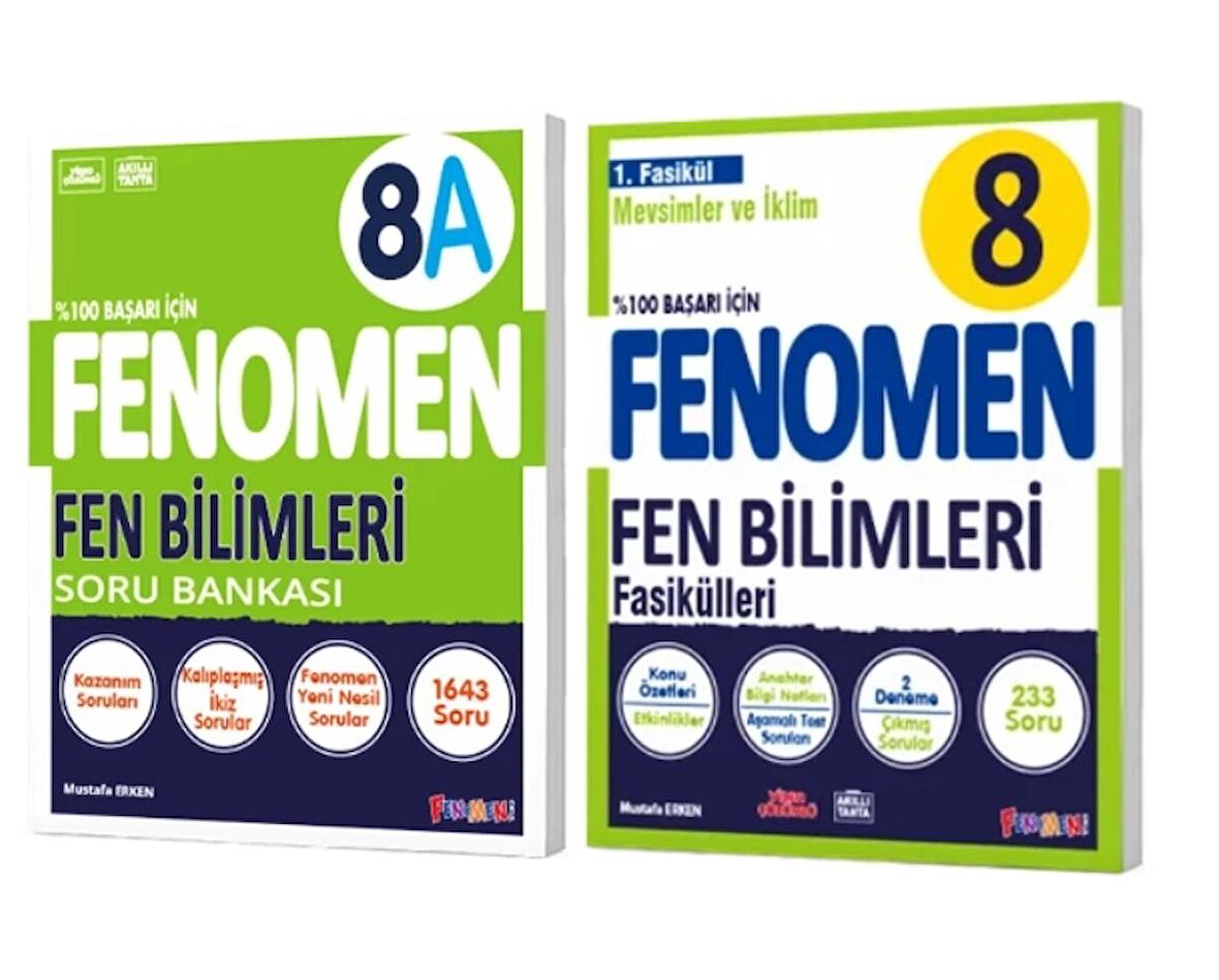 FENOMEN YAYINLARI 8. SINIF Fen Bilimleri A Soru Bankası + Fen Bilimleri 1. Fasikül (Mevsimler Ve İklim)(2 KİTAP)