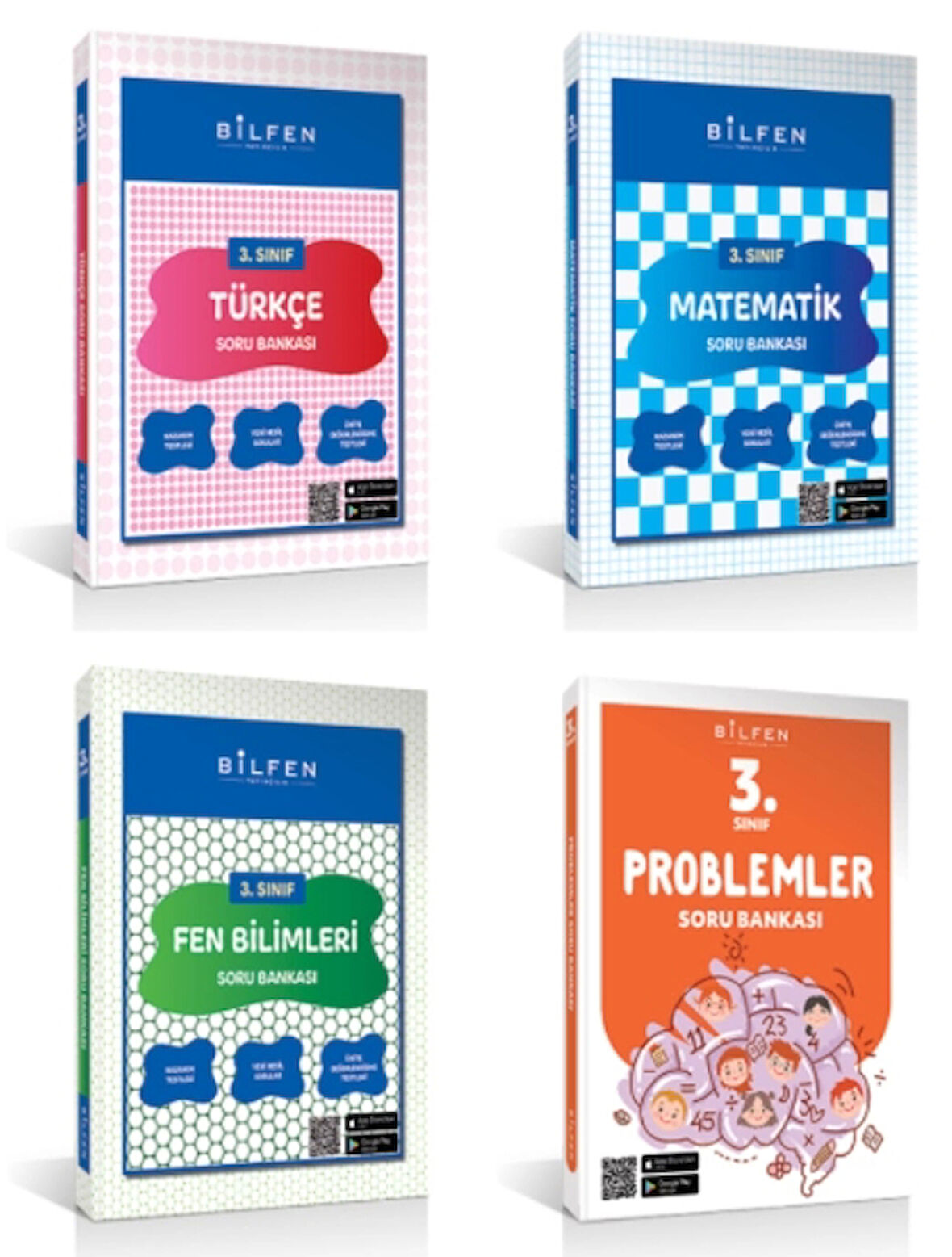 BİLFEN YAYINCILIK 3.SINIF TÜRKÇE-MATEMATİK-FEN BİLİMLERİ-PROBLEMLER SORU BANKASI