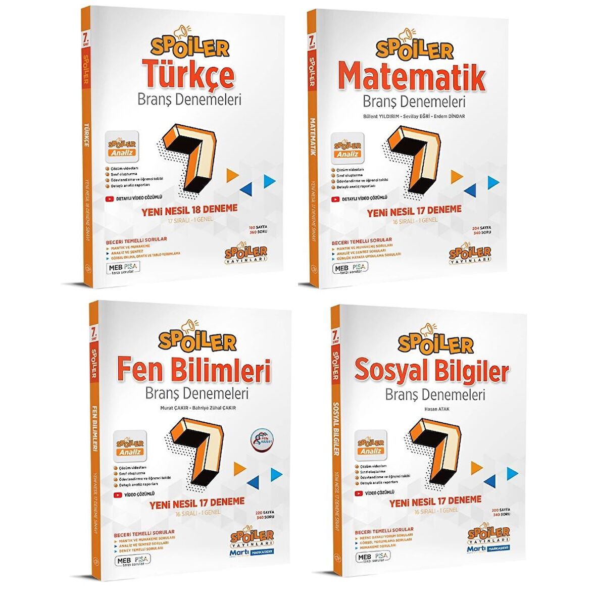 7.Spoiler Türkçe - Matematik - Fen Bilimleri ve Sosyal Bilgiler Branş Deneme (4 Kitap)