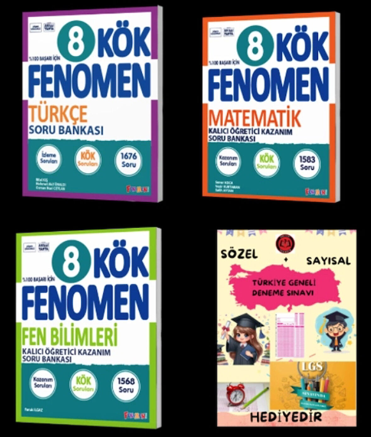 FENOMEN YAYINCILIK 8 KÖK Türkçe - Matematik - Fen Bilimleri Soru Bankası+Hediyelidir
