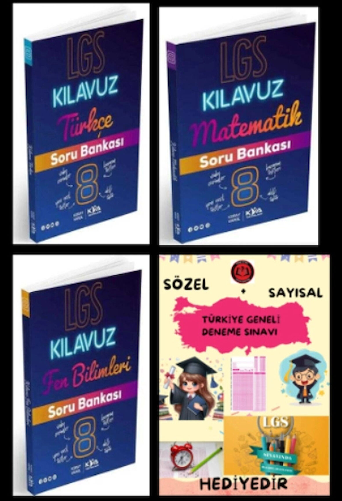 KORAY VAROL YAYINLARI 8. SINIF Kılavuz Serisi Türkçe - Matematik - Fen Bilimleri Soru Bankaları- Deneme Hediyelidir.