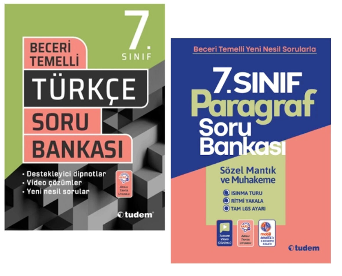 TUDEM YAYINLARI 7.SINIF BECERİ TEMELLİ TÜRKÇE - PARAGRAF SORU BANKASI