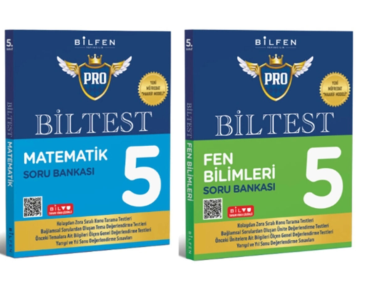 BİLFEN YAYINCILIK 5.SINIF BİLTEST PRO MATEMATİK+FEN BİLİMLERİ SORU BANKASI