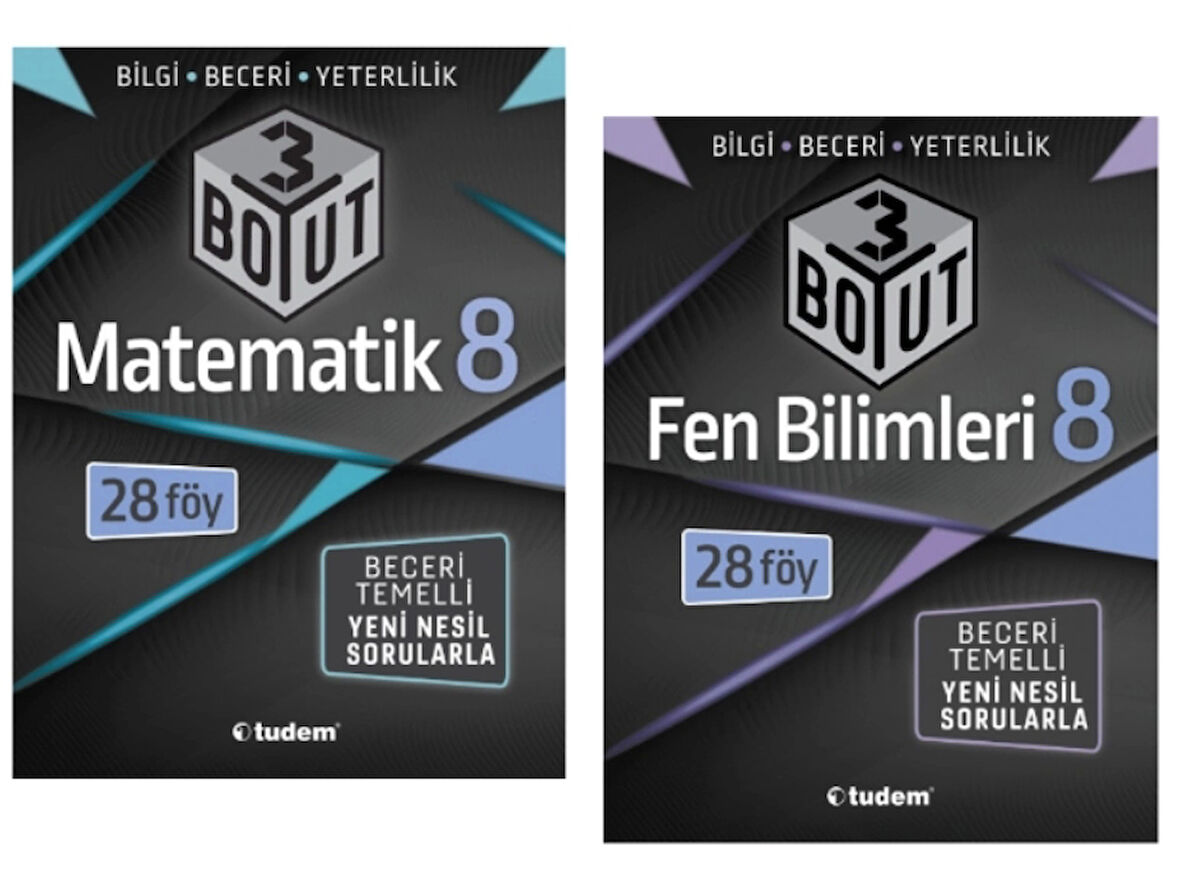 TUDEM YAYINLARI 8.SINIF LGS 3 BOYUT MATEMATİK - FEN BİLİMLERİ BECERİ TEMELLİ SORU BANKASI