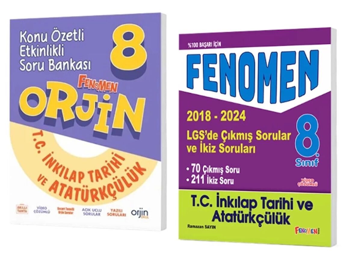 FENOMEN YAYINLAR Orjin 8 T.C. İnkılap Tarihi Ve Atatürkçülük Konu Özetli Etkinlikli Soru Bankası + Çıkmış Sorular Ve İkiz Soruları (2018-2024)
