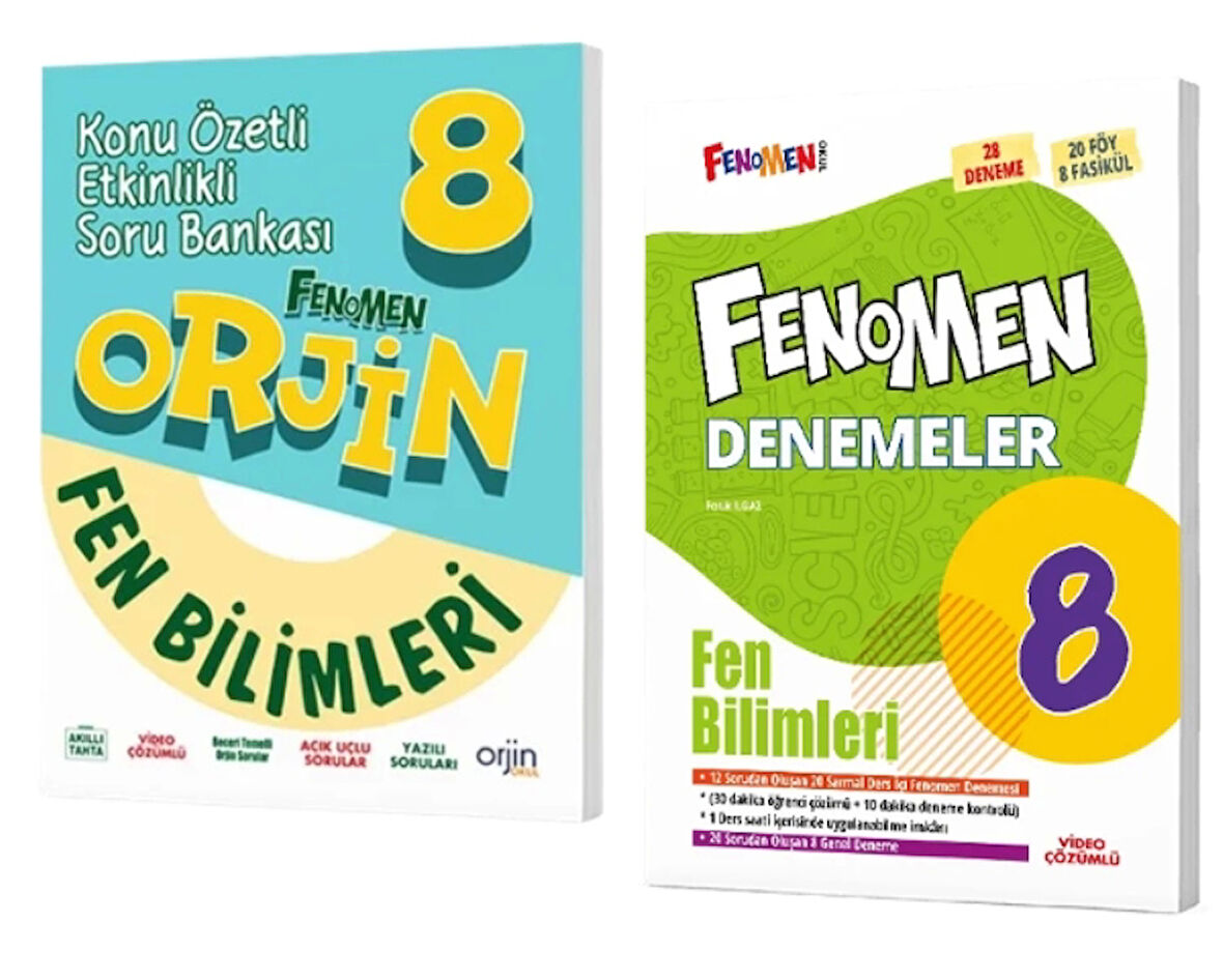 FENOMEN YAYINLARI 8. SINIF ORJİN Fen Bilimleri Konu Özetli Etkinlikli Soru Bankası + Deneme