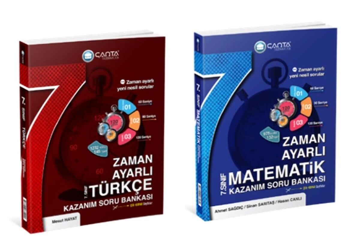 ÇANTA YAYINCILIK 7.SINIF Türkçe ve Matematik Zaman Ayarlı Kazanım Soru Bankası (2 Kitap)