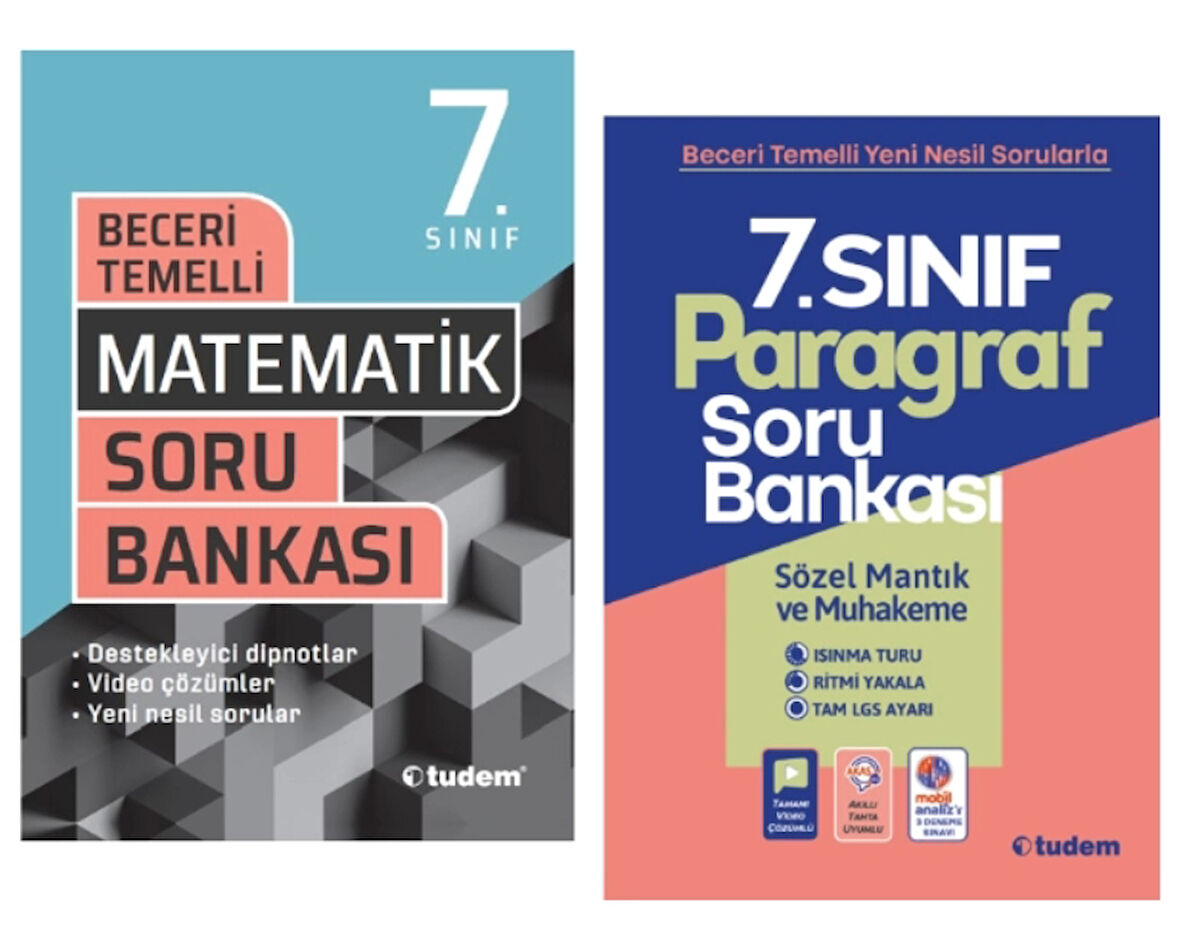 TUDEM YAYINLARI 7.SINIF BECERİ TEMELLİ MATEMATİK - PARAGRAF SORU BANKASI