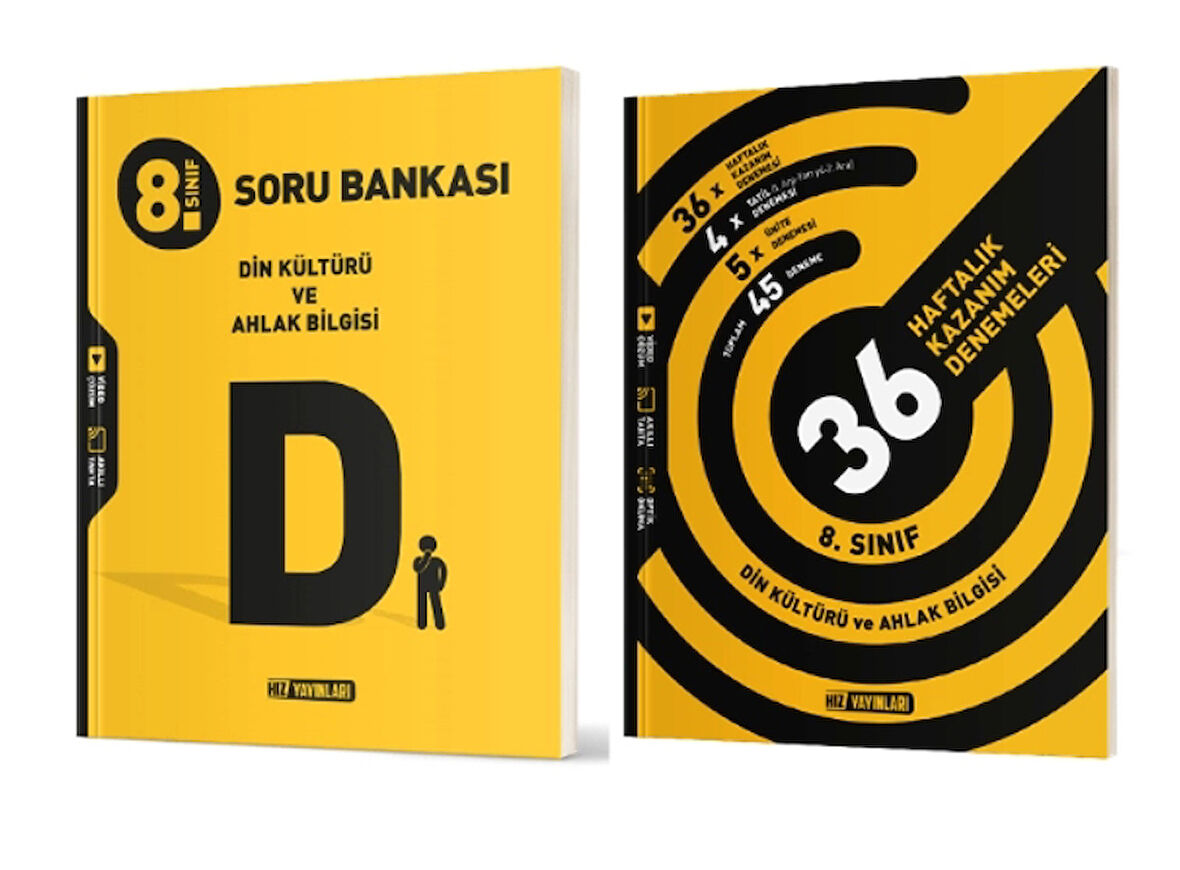 HIZ YAYINLARI 8. Sınıf Din Kültürü ve Ahlak Bilgisi Soru Bankası + 36 Haftalık Deneme