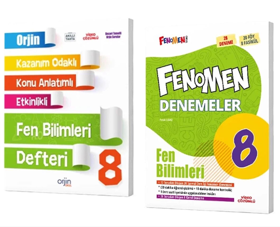 FENOMEN YAYINLARI 8. SINIF Fen Bilimleri Akıllı Defter + Fen Bilimleri Denemeleri (2 KİTAP)