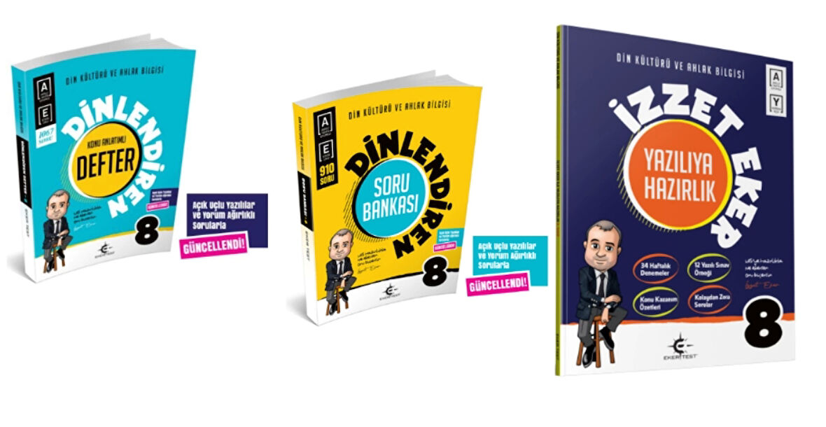 ARI YAYINCILIK 8.SINIF LGS DİNLENDİREN DEFTER - DİNLENDİREN SORU BANKASI - İZZET EKER YAZILIYA HAZIRLIK 3'LÜ SET