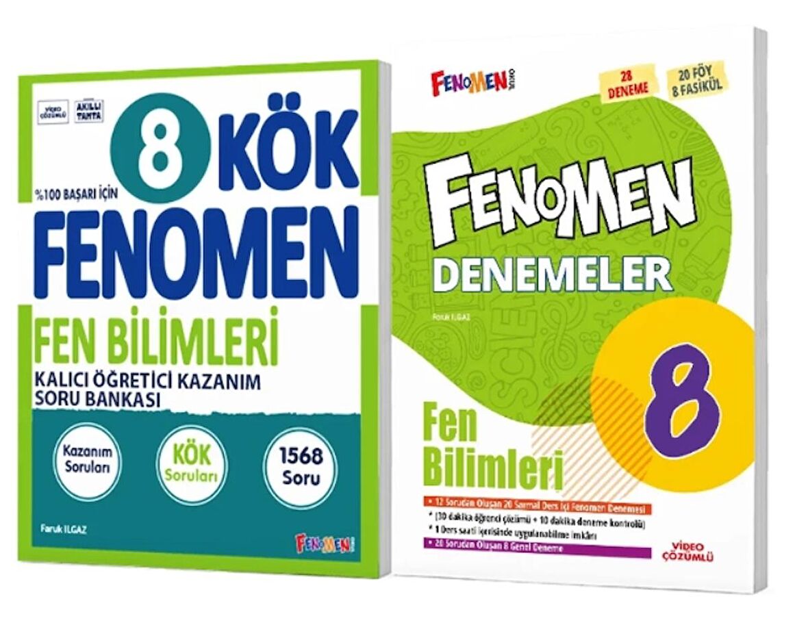 FENOMEN YAYINLARI 8. SINIF Kök Fen Bilimleri Soru Bankası + Fen Bilimleri Denemeleri (2 KİTAP)