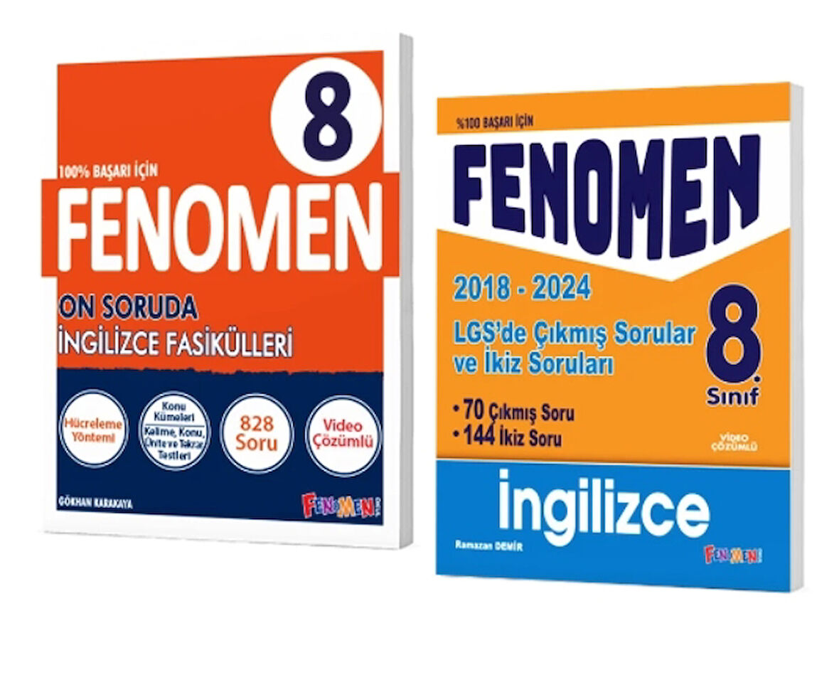 FENOMEN YAYINLARI 8. SINIF On Soruda İngilizce Fasikülleri + Çıkmış Soruları Ve İkiz Soruları (2018-2024)