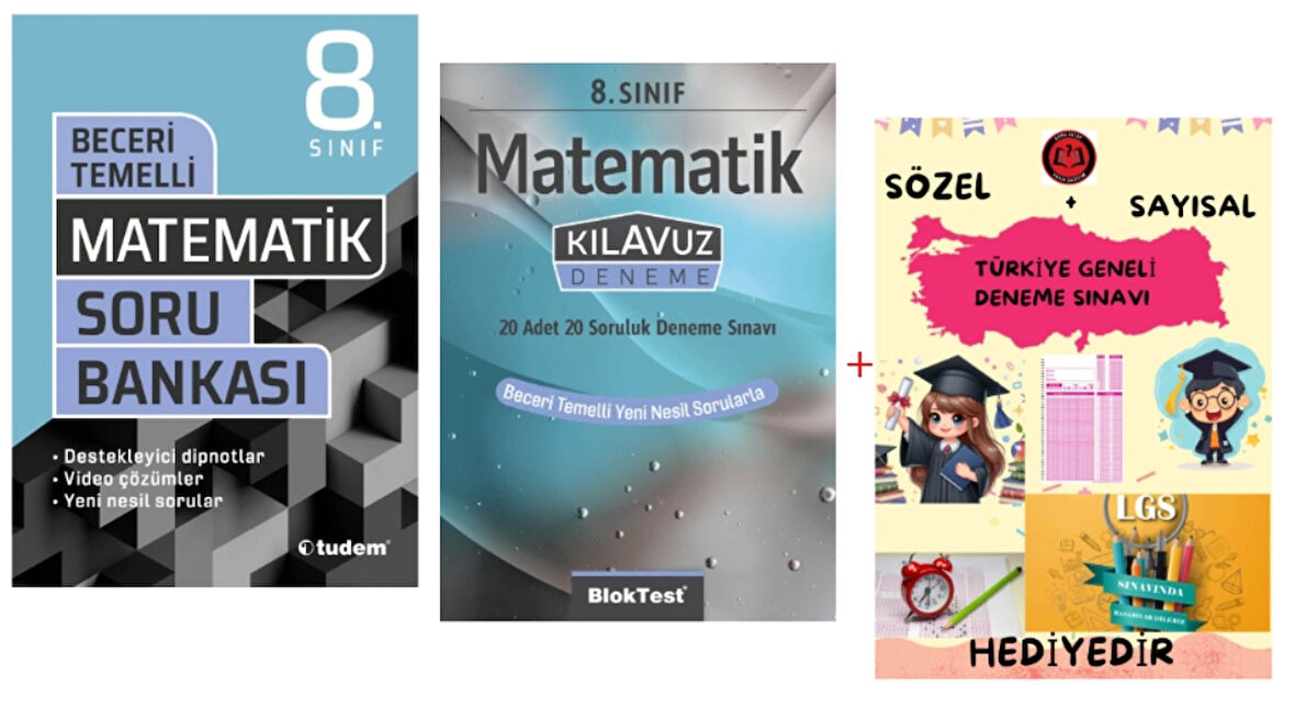TUDEM YAYINLARI LGS MATEMATİK BECERİ TEMELLİ SORU BANKASI - MATEMATİK KLAVUZ DENEME - HEDİYE