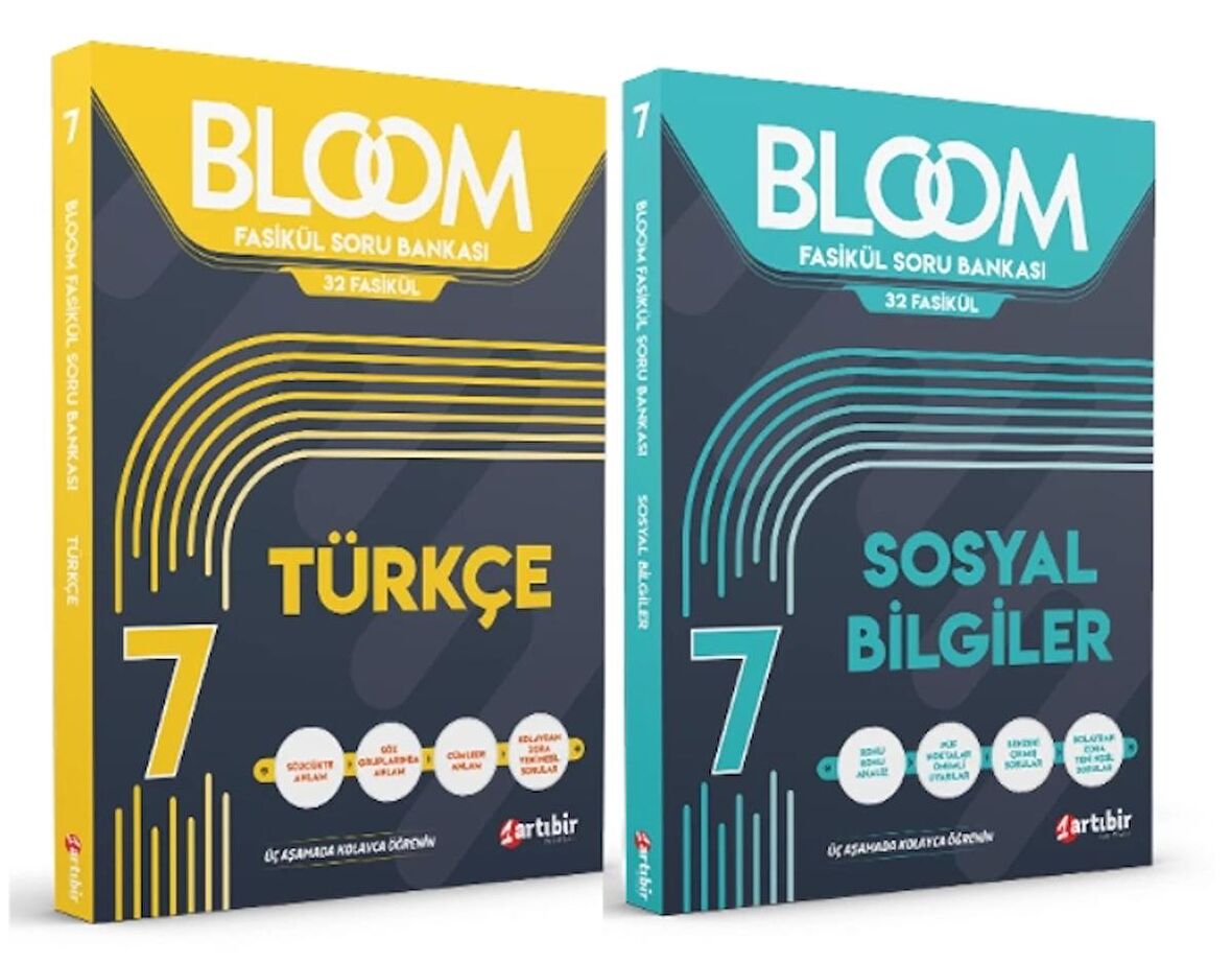 ARTIBİR YAYINLARI 7. Sınıf Bloom Türkçe + Sosyal Bilgiler Fasikül Soru Bankası (2 Kitap)