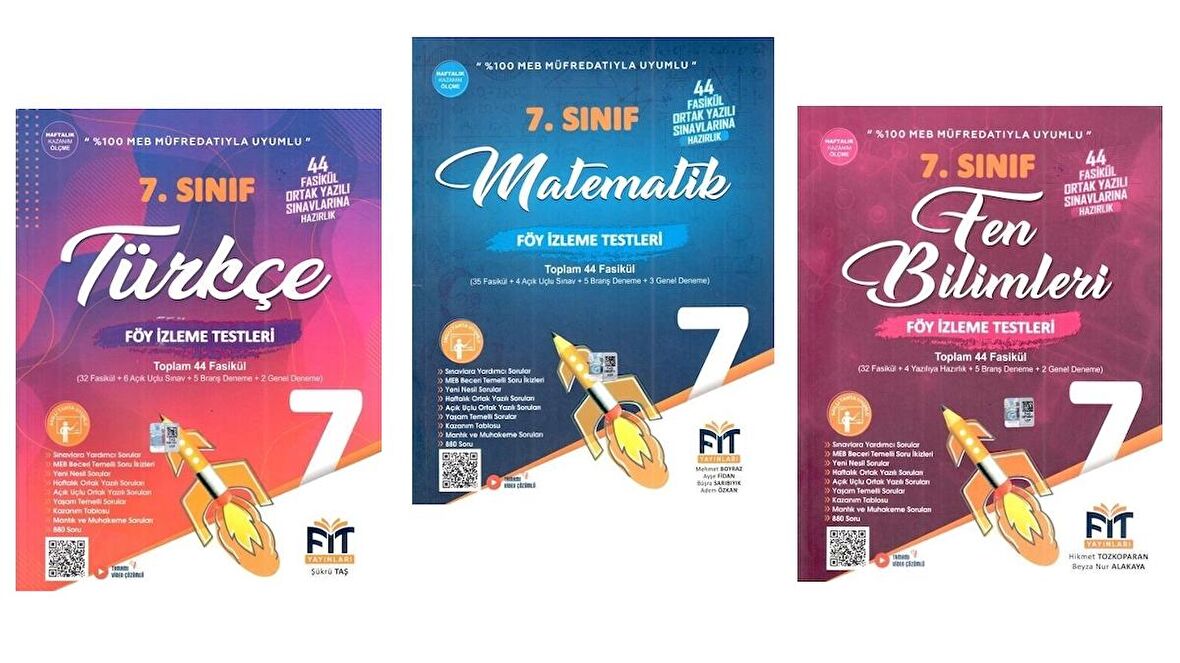 FİT YAYINLARI 7. Sınıf Türkçe + Matematik+ Fen Bilimleri Föy İzleme Testleri