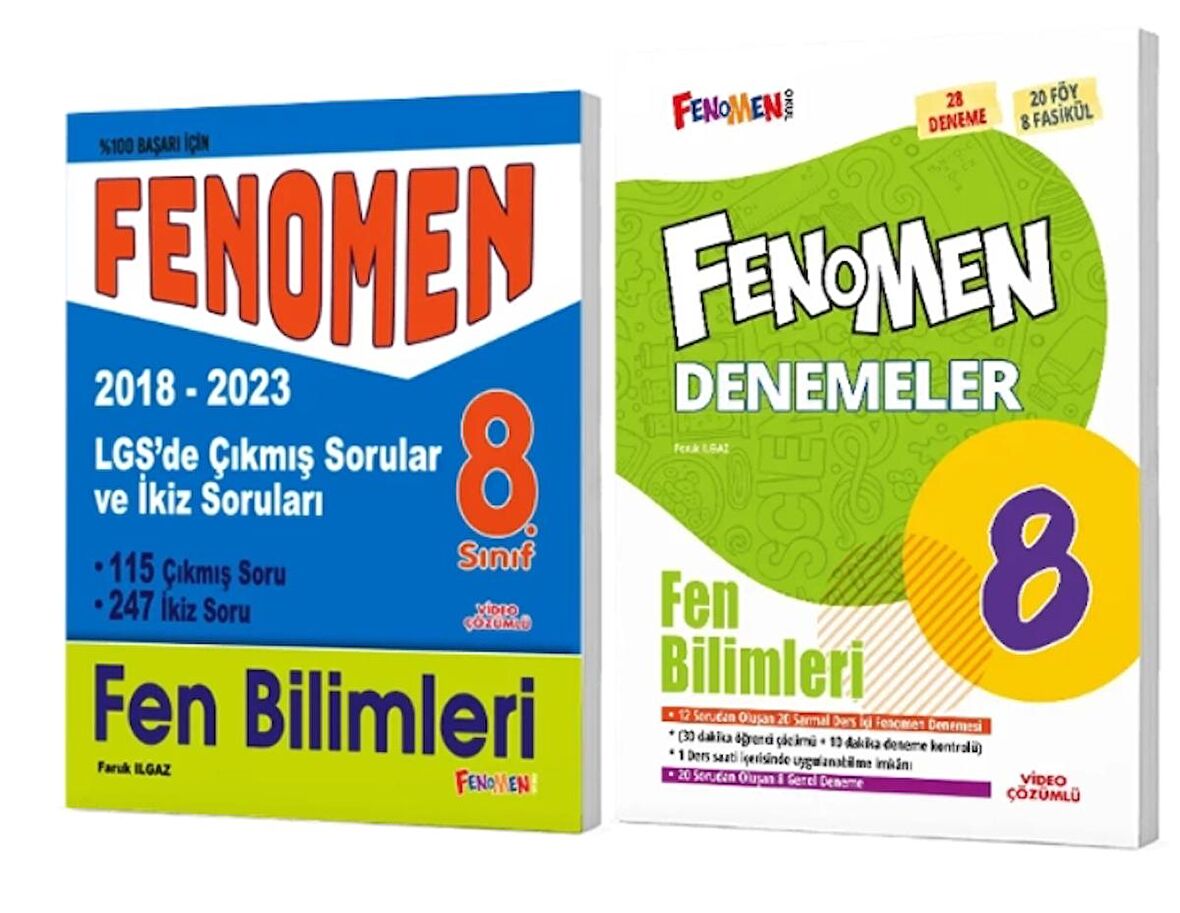 FENOMEN YAYINLARI 8. SINIF LGS Fen Bilimleri Çıkmış Sorular ve İkiz Soruları (2018-2023) + Fen Bilimleri Denemeleri (2 KİTAP)