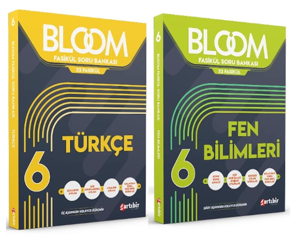 ARTIBİR YAYINLARI 6. Sınıf Bloom Türkçe + Fen Bilimleri Fasikül Soru Bankası (2 Kitap)