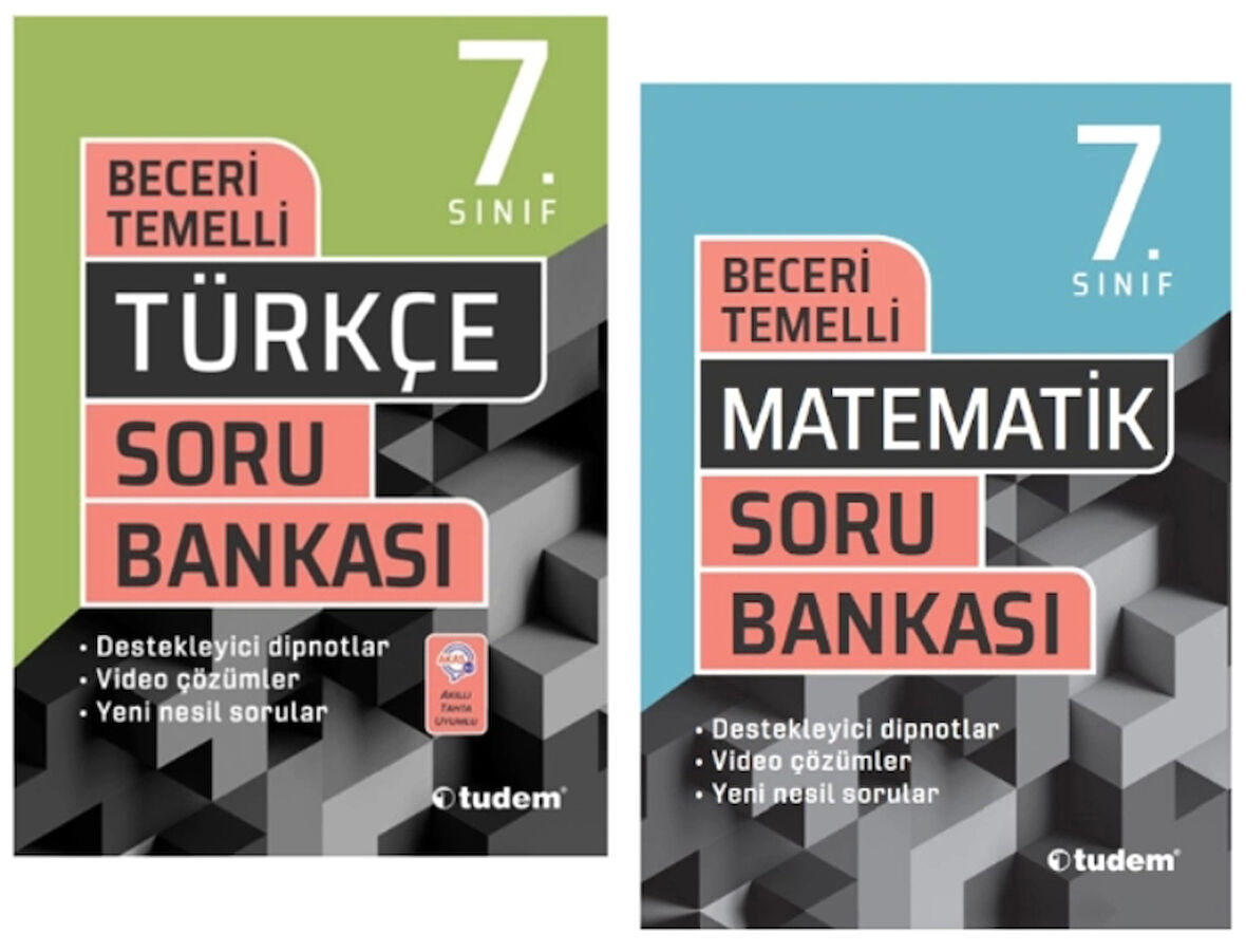 TUDEM YAYINLARI 7.SINIF BECERİ TEMELLİ TÜRKÇE - MATEMATİK SORU BANKASI